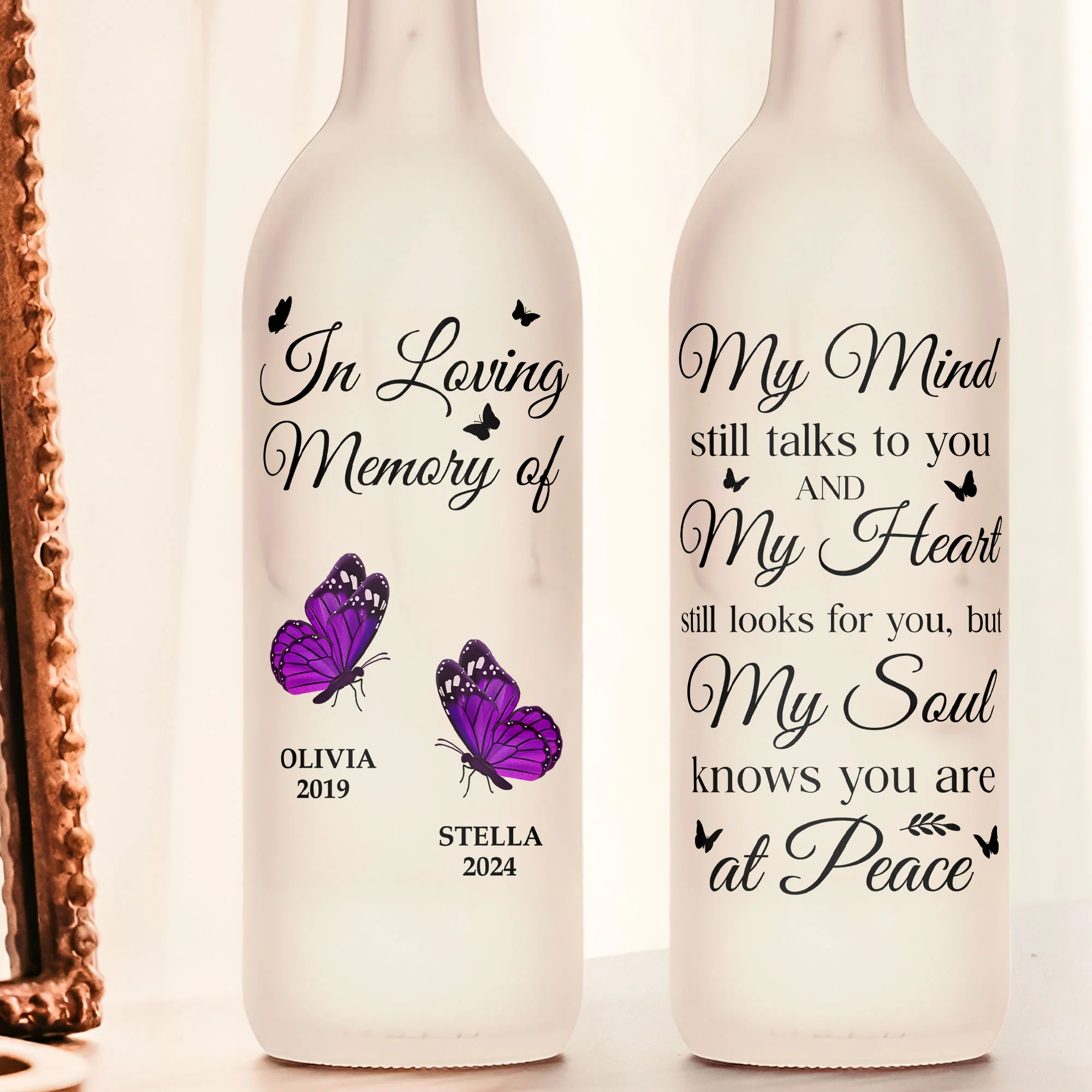 My Soul Knows You Are At Peace - Personalized Bottle Lamp - Image 2