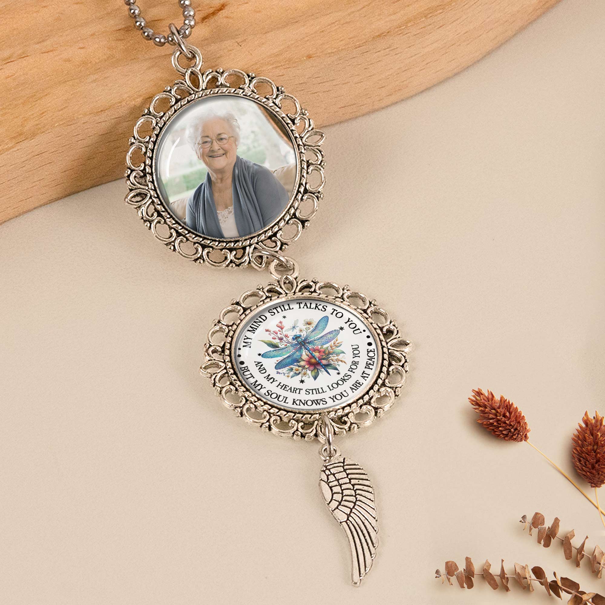 My Soul Knows You Are At Peace - Personalized Photo Car Ornament - Image 5