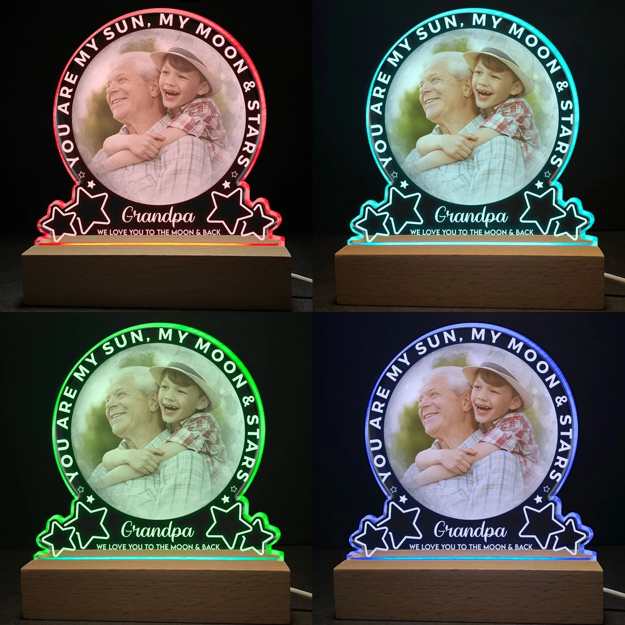 My Sun, My Moon & Stars - Personalized LED Light - Birthday Gift For Dad, Mom, Grandpa, Grandma - Image 3