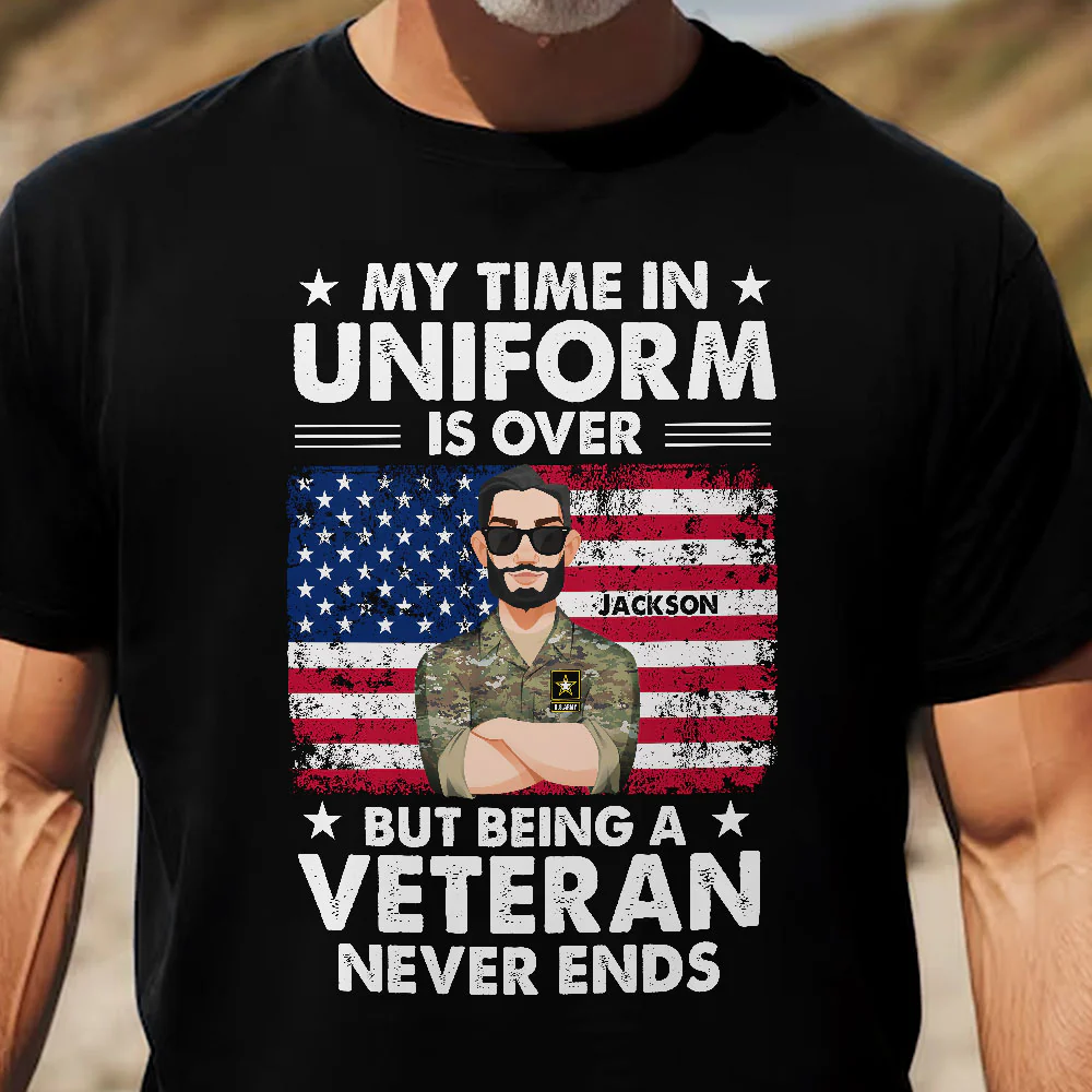 My Time In Uniform Is Over But Being A Veteran Never Ends - Personalized Shirt - Image 2