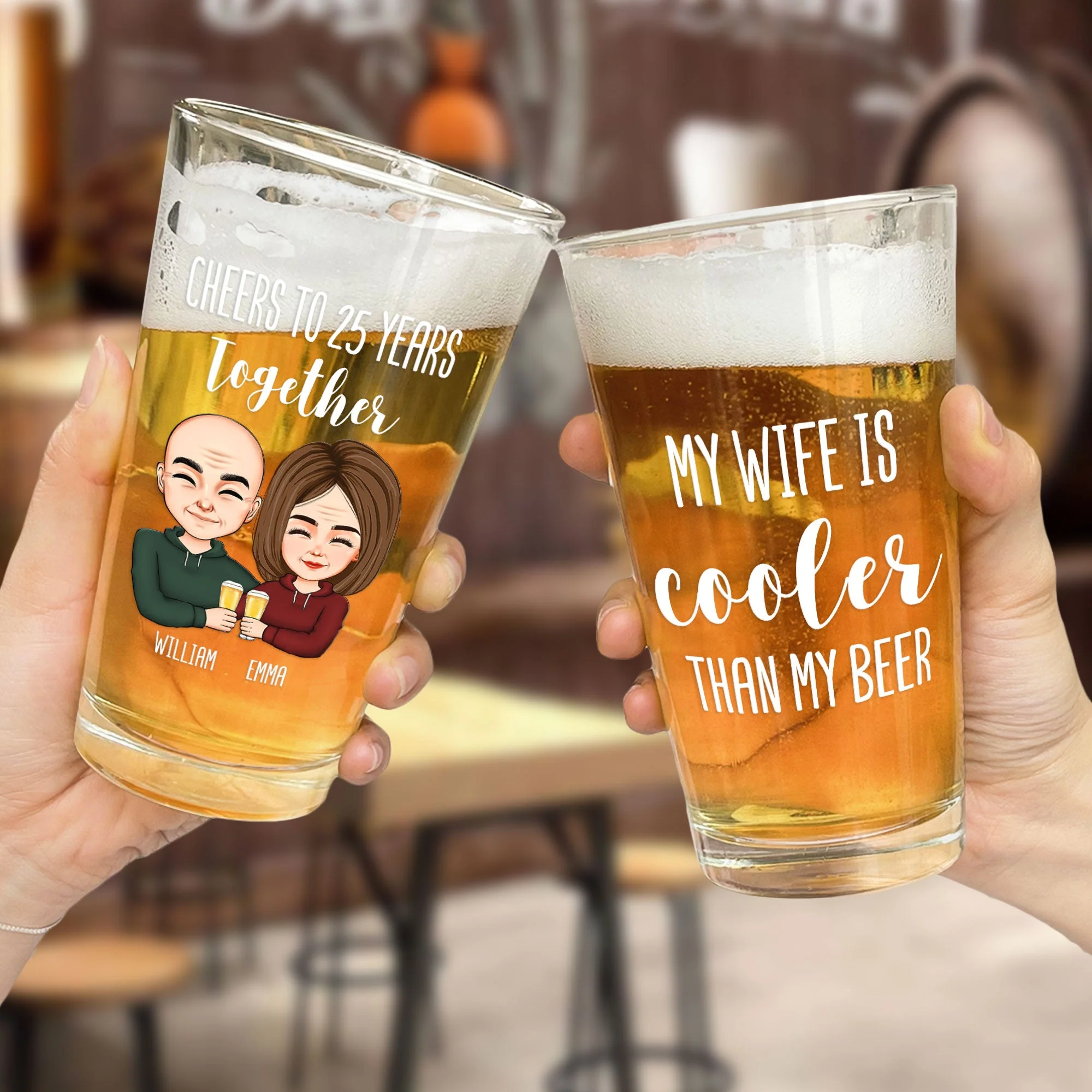 My Wife Is Cooler Than My Beer - Personalized Beer Glass - Image 2