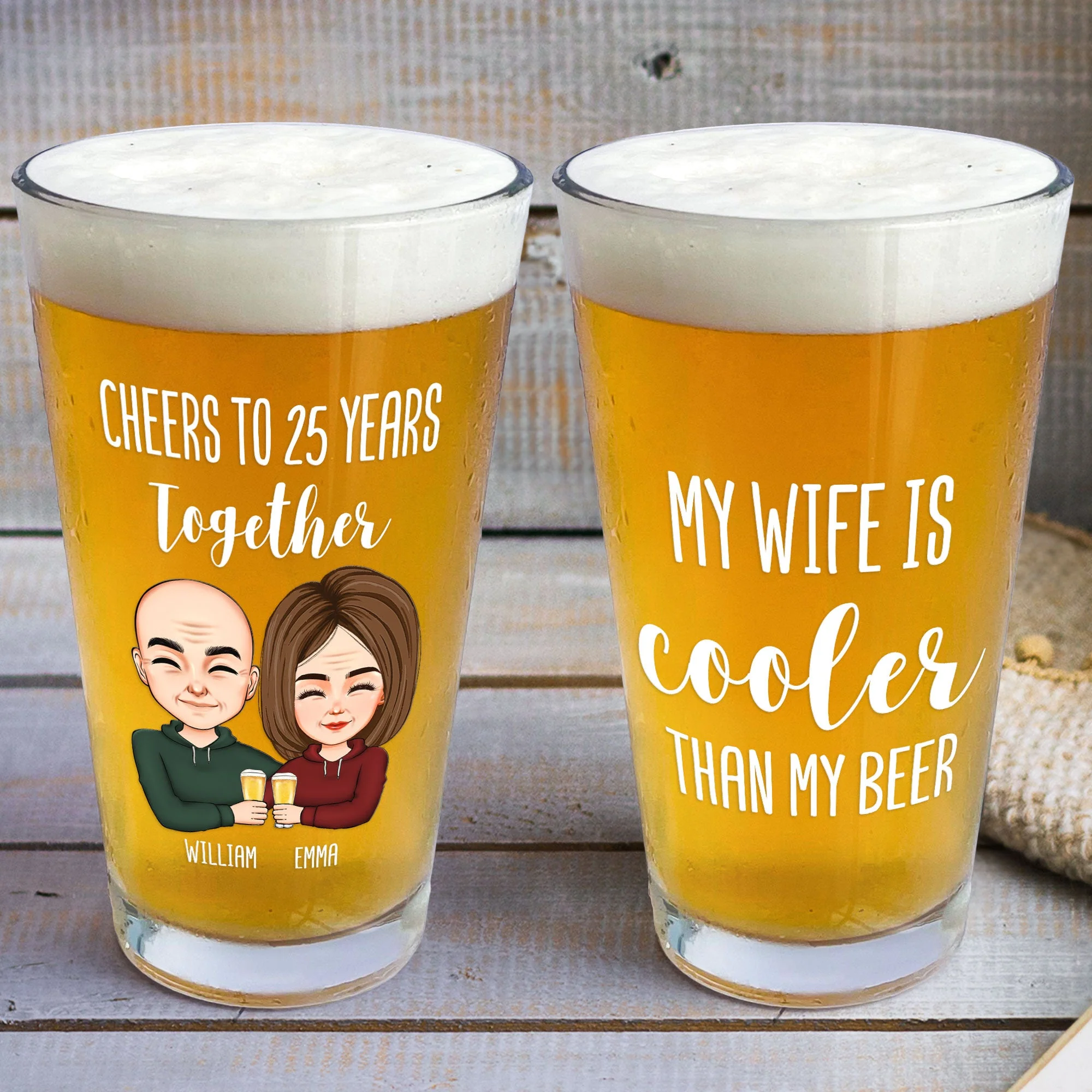 My Wife Is Cooler Than My Beer - Personalized Beer Glass - Image 3