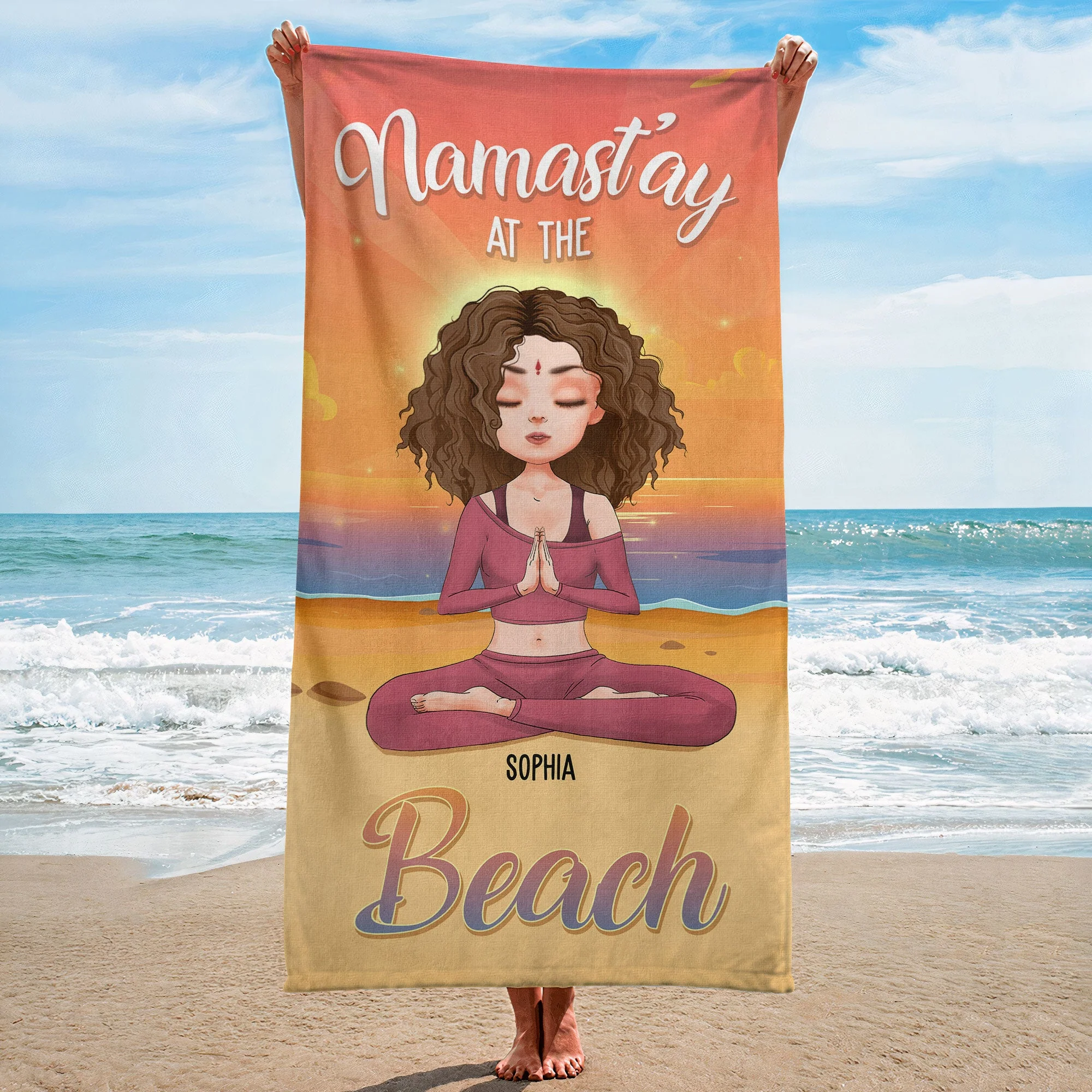 Namast'ay At The Beach - Personalized Beach Towel - Image 2
