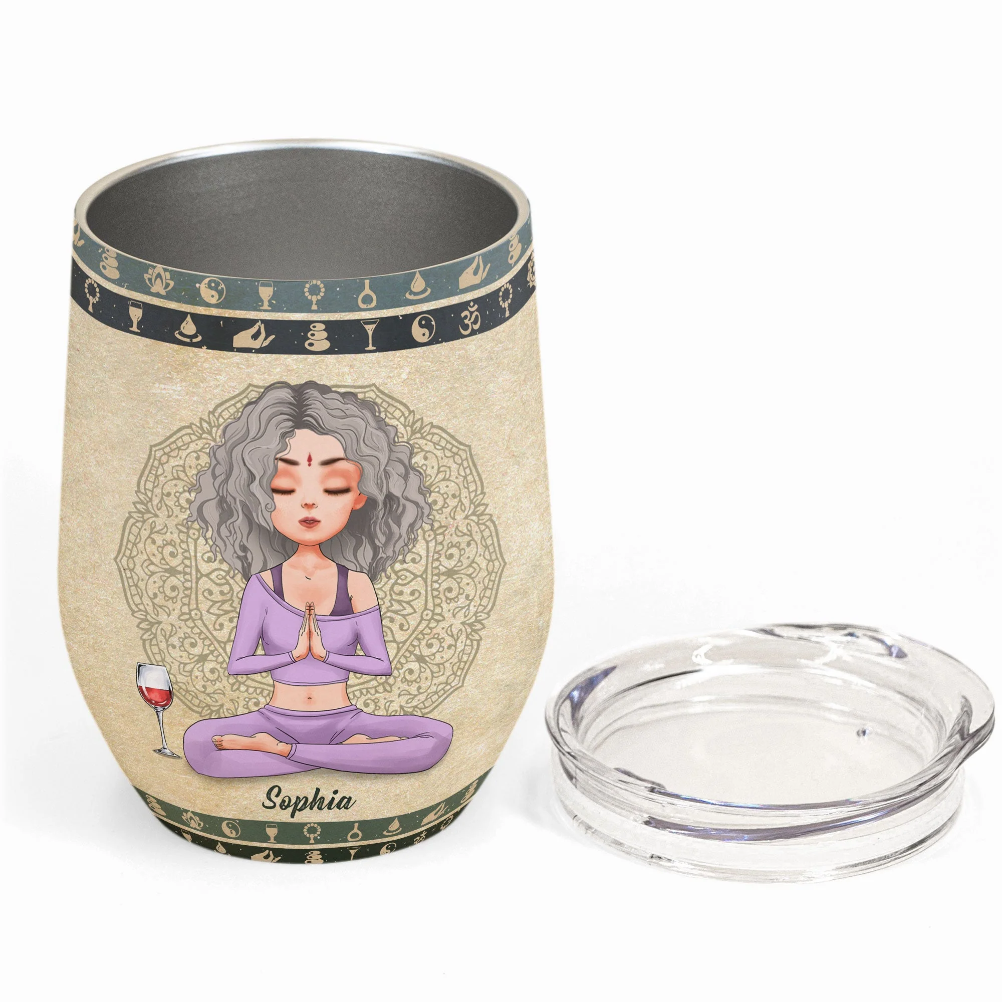 Namast'ay Home And Drink Wine - Personalized Wine Tumbler - Birthday, Funny Gift For Yoga Lover - Image 2