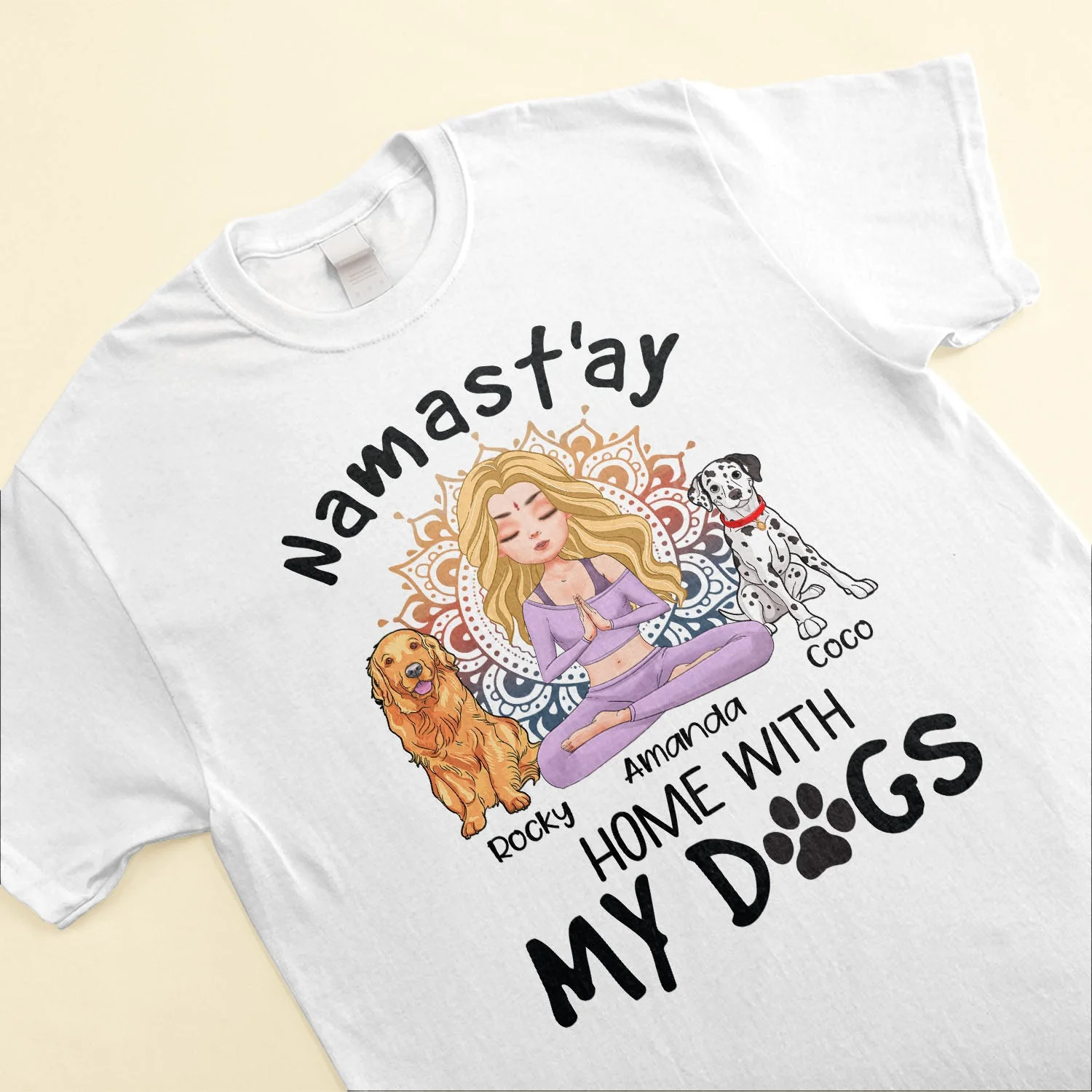Namast'ay Home With My Dog - Personalized Shirt - Gift For Yoga Lover - Yoga Girl Illustration - Image 3