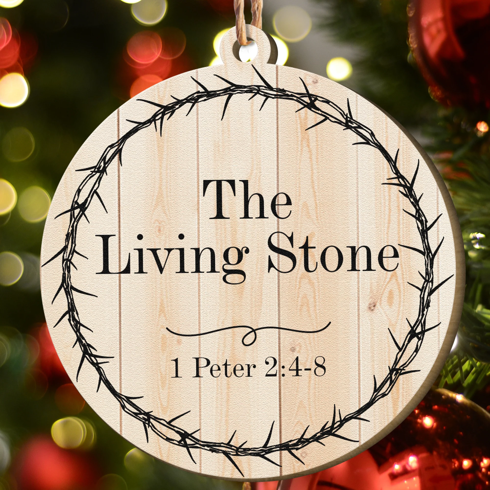 Name Of Jesus Christ Christmas Gift - Personalized Wooden Ornament - Image 3