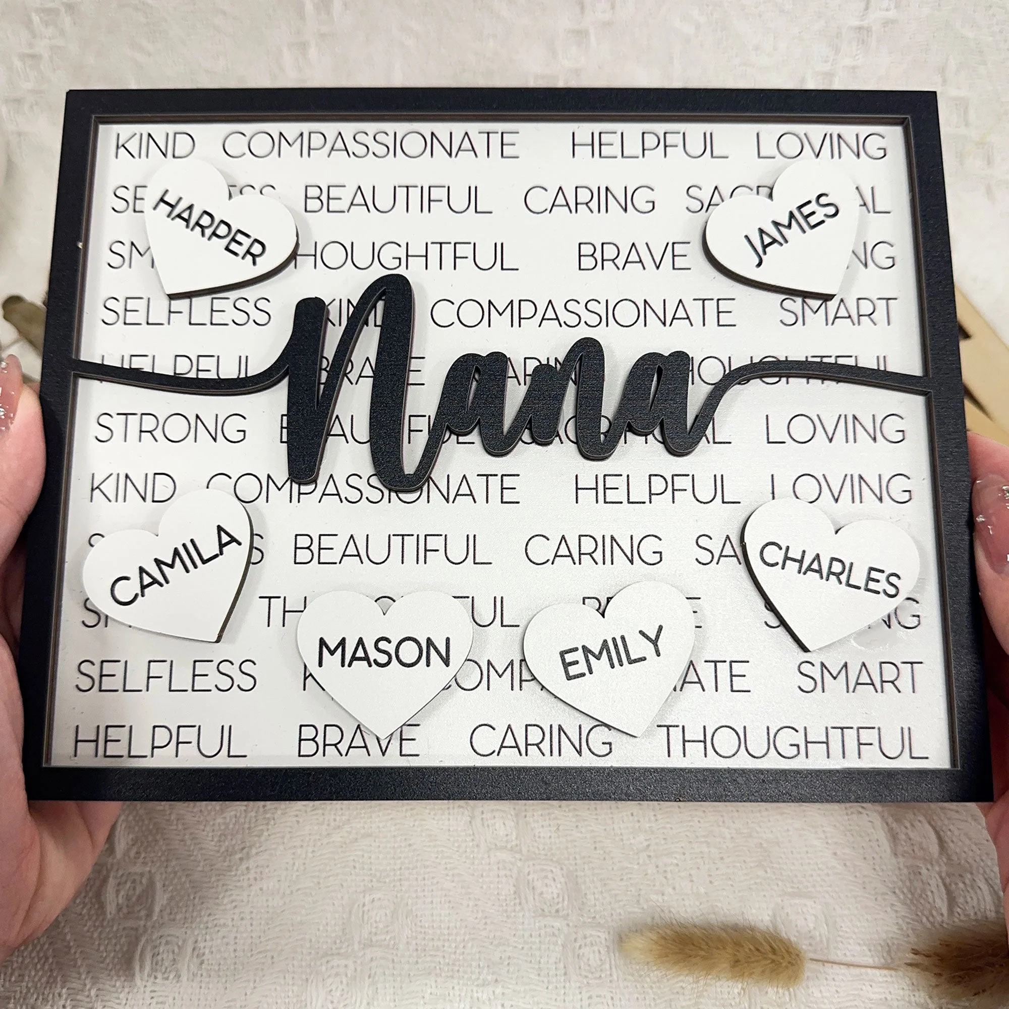 Nana Caring Loving - Personalized Wooden Plaque - Image 3