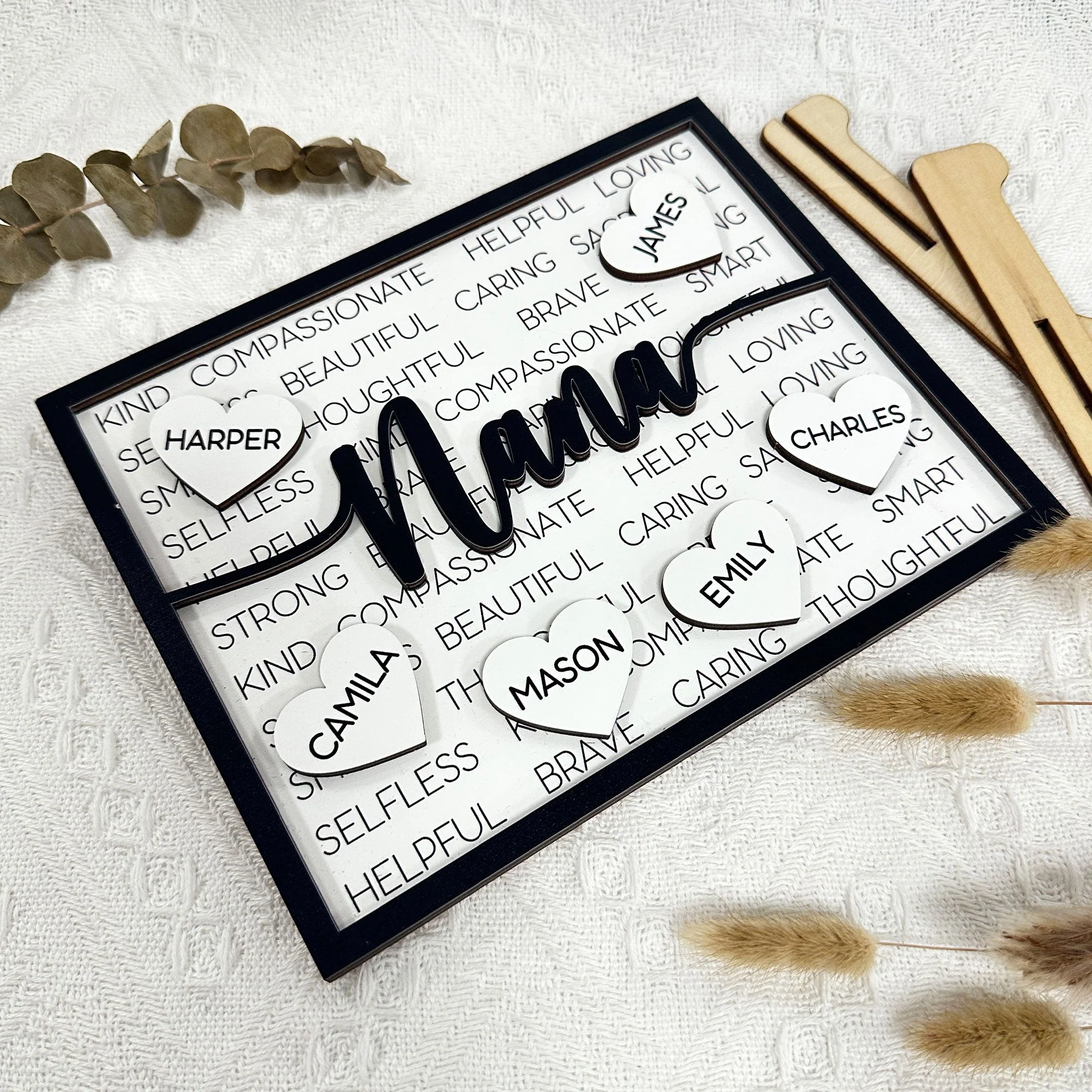 Nana Caring Loving - Personalized Wooden Plaque - Image 4