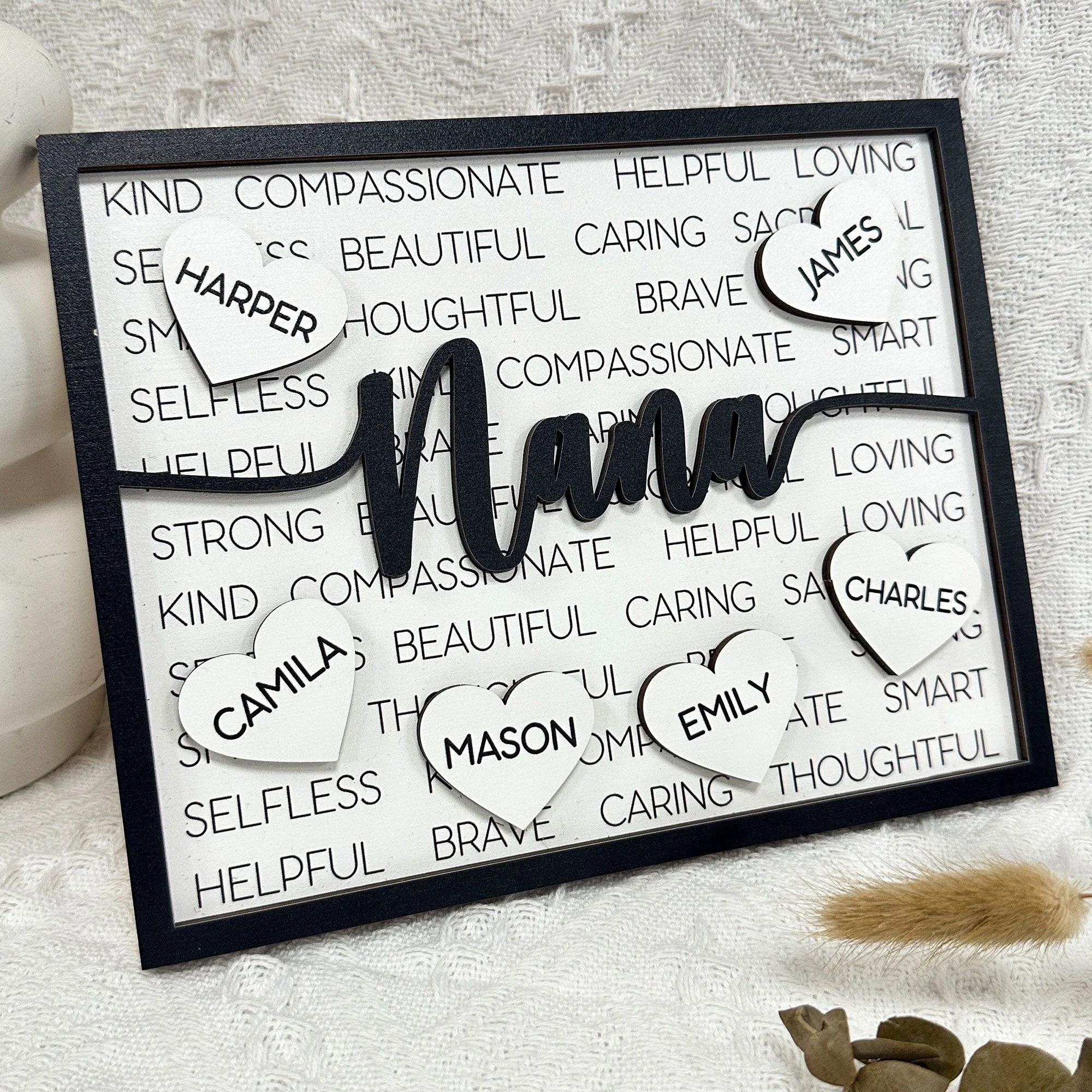Nana Caring Loving - Personalized Wooden Plaque - Image 5