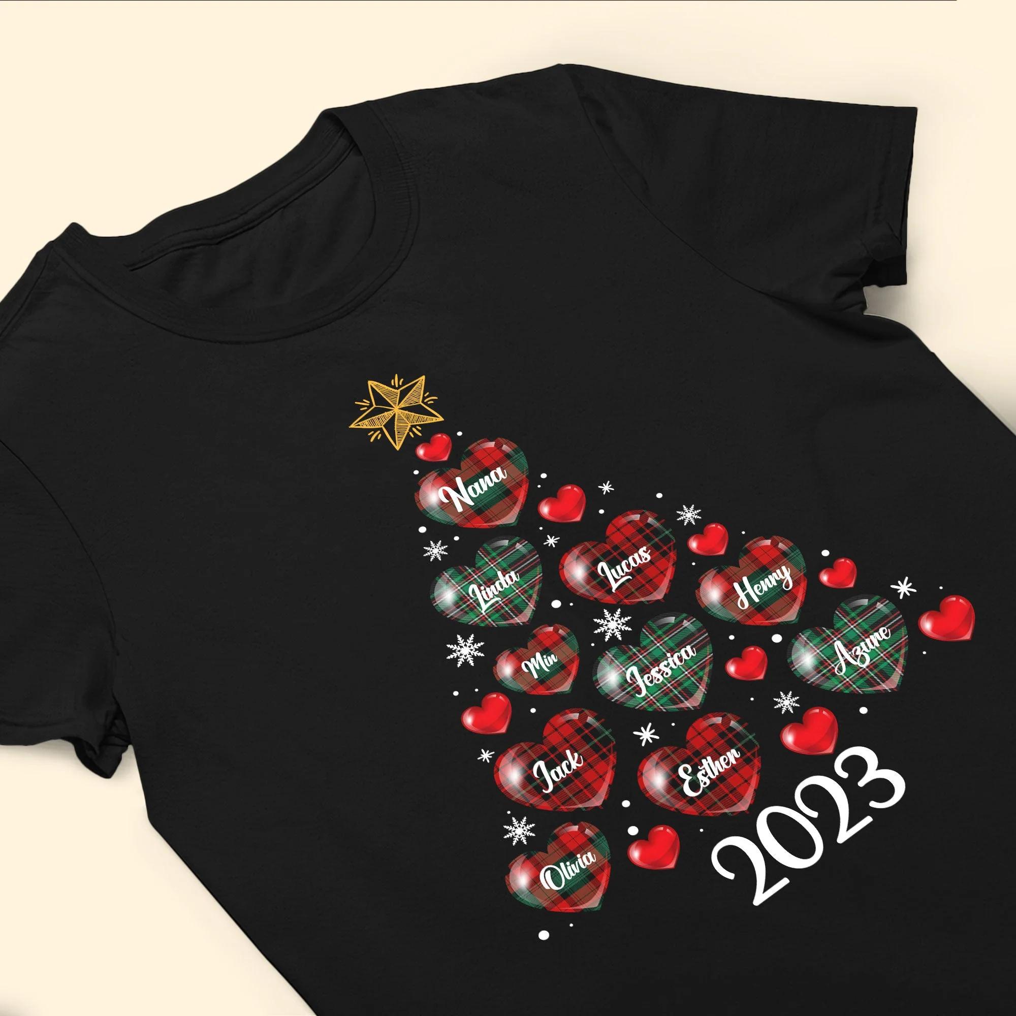 Nana Custom Name Christmas Tree - Personalized Shirt - Image 3