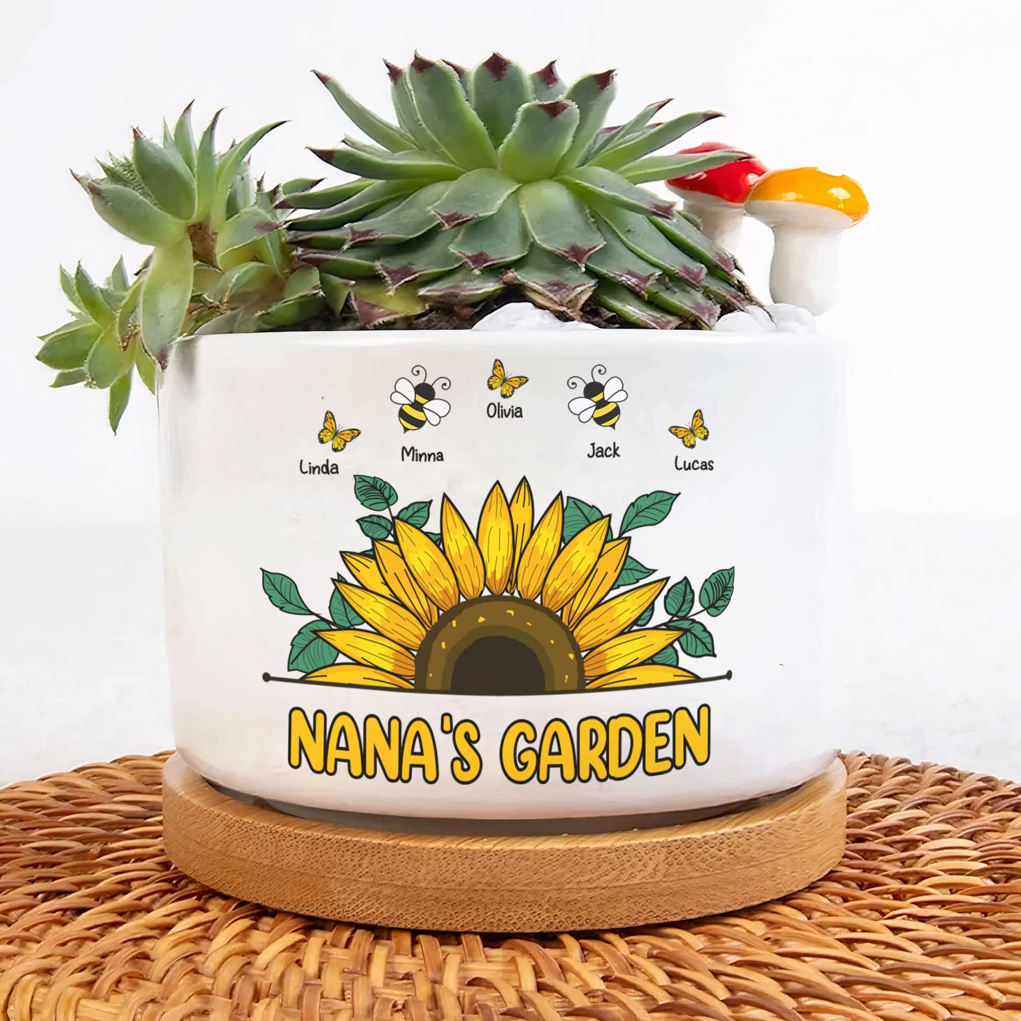 Nana Garden Plant Pot - Personalized Ceramic Plant Pot With Tray - Image 3