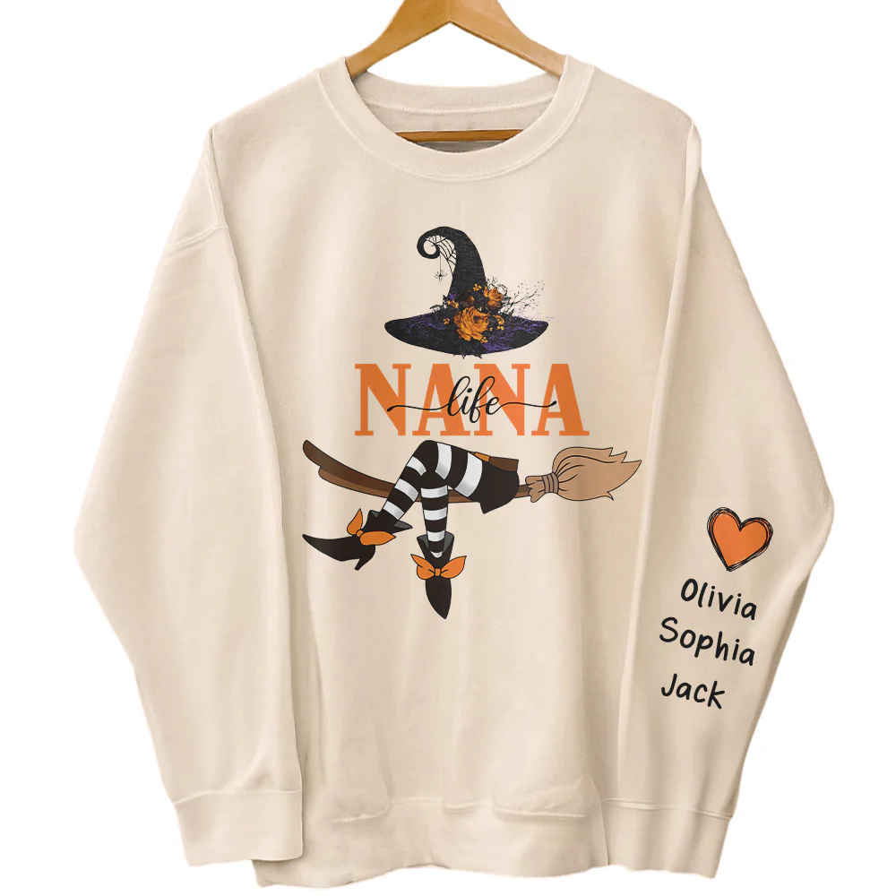 Nana Life Witch - Halloween Gift With Custom Kids Names - Personalized Sweatshirt - Image 4