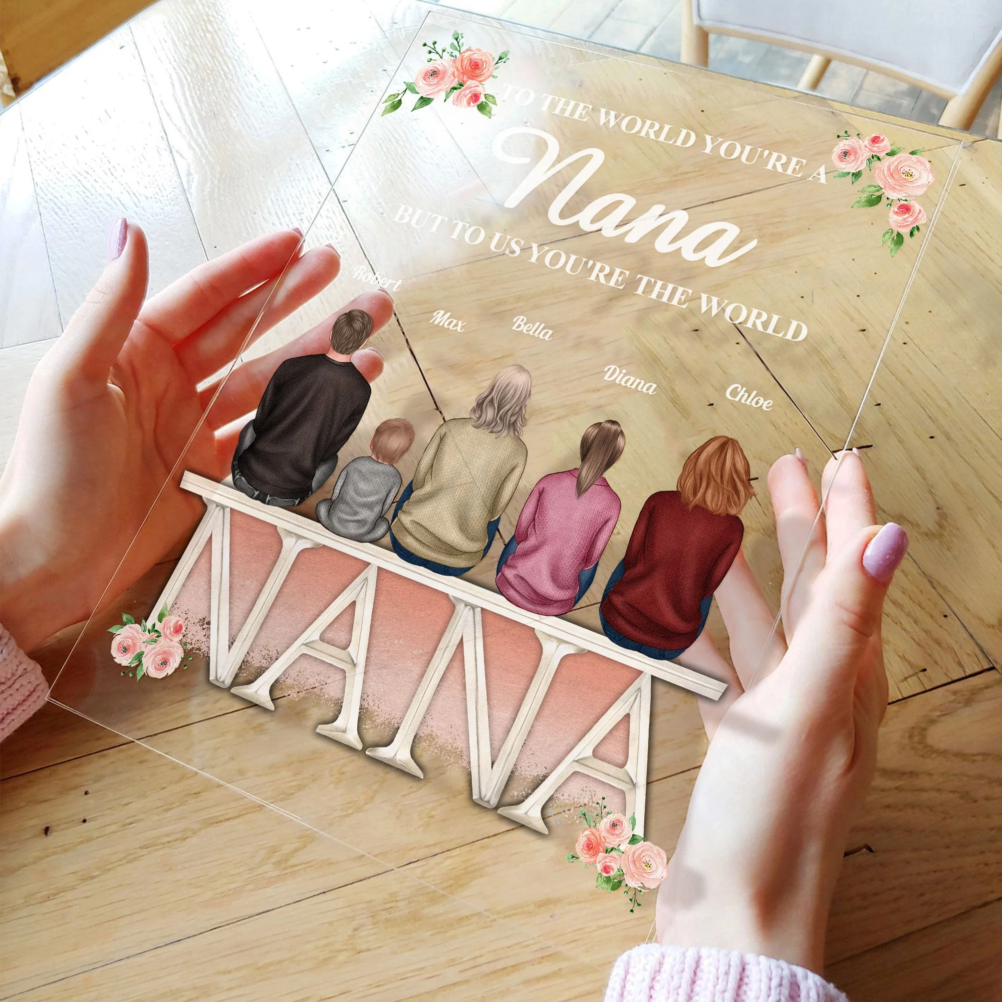 Nana, You Are The World - Personalized Acrylic Plaque - Mother's Day, Loving Gift For Mom, Grandma, Nana, Mother - Image 3