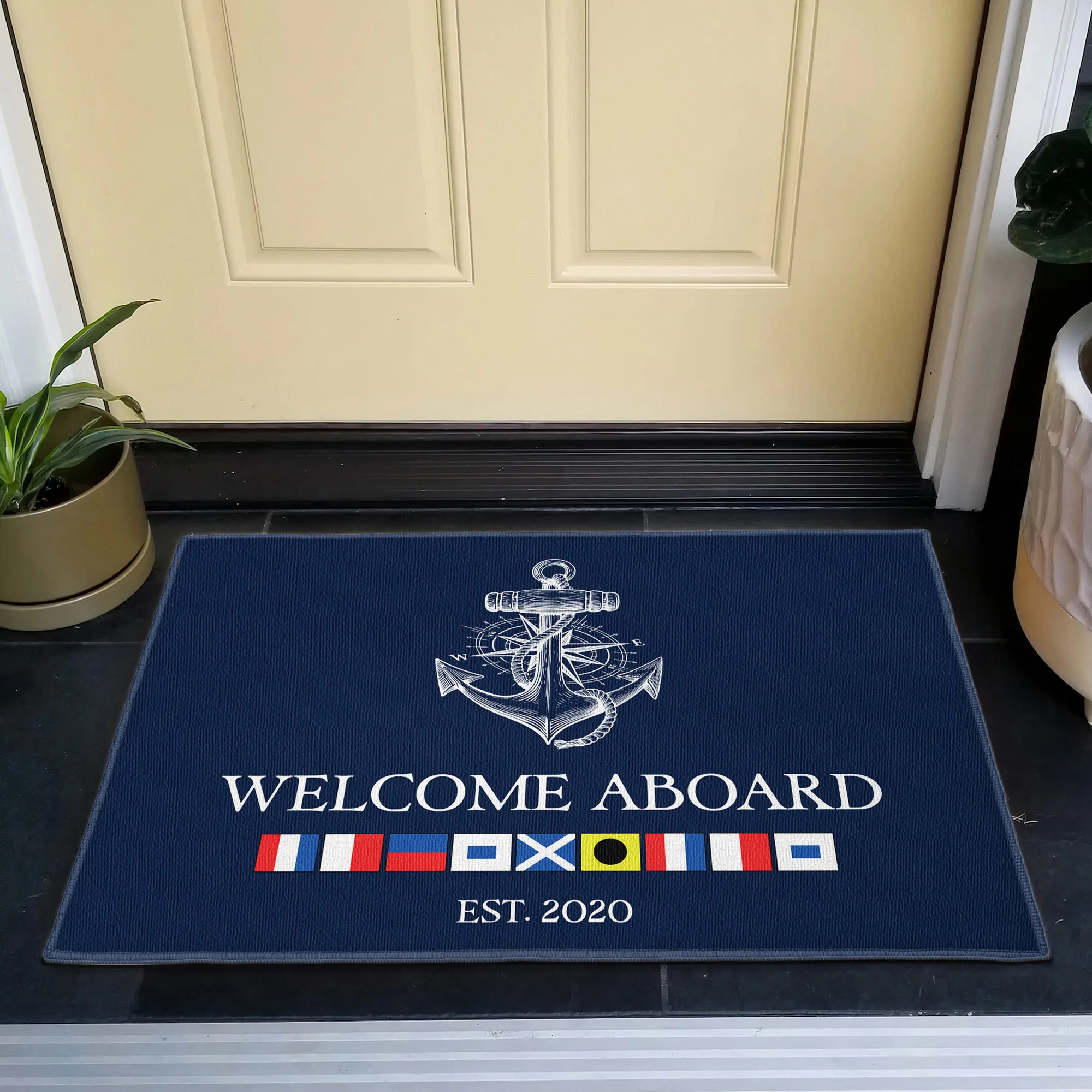 Nautical Flag Welcome - Personalized Doormat - Image 2