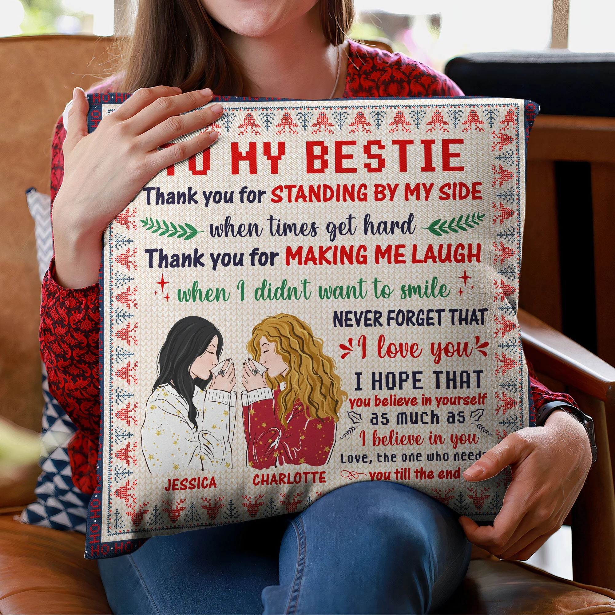 Never Forget I Love You Bestie - Personalized Pillow (Insert Included) (Insert Included) - Christmas Gift For Best Friend - Image 3