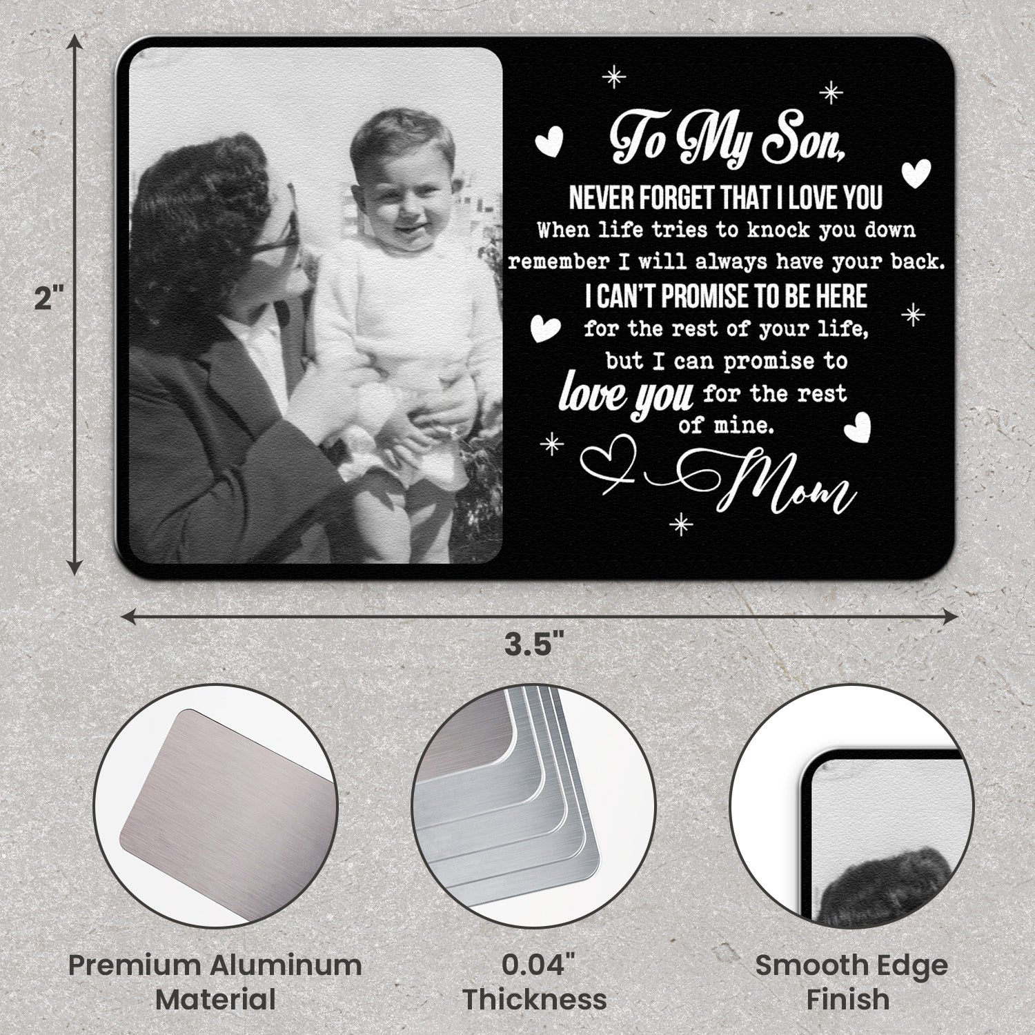 Never Forget That I Love You Custom Photo Gift For Son - Personalized Wallet Card - Image 6