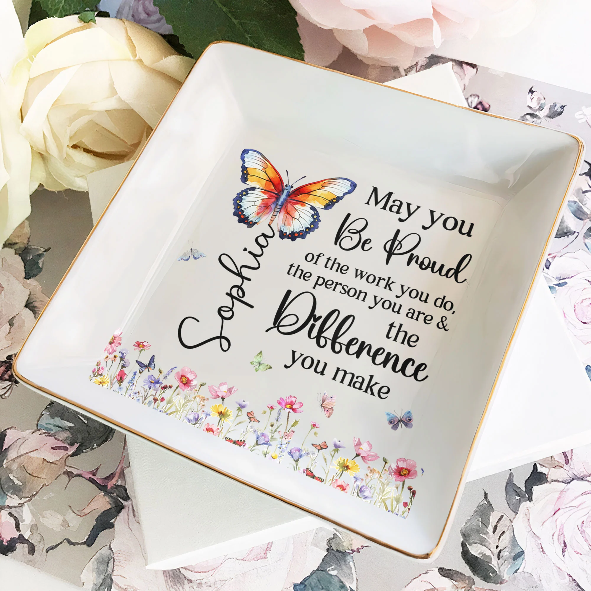 Never Forget The Difference That You Make - Personalized Jewelry Dish - Image 2