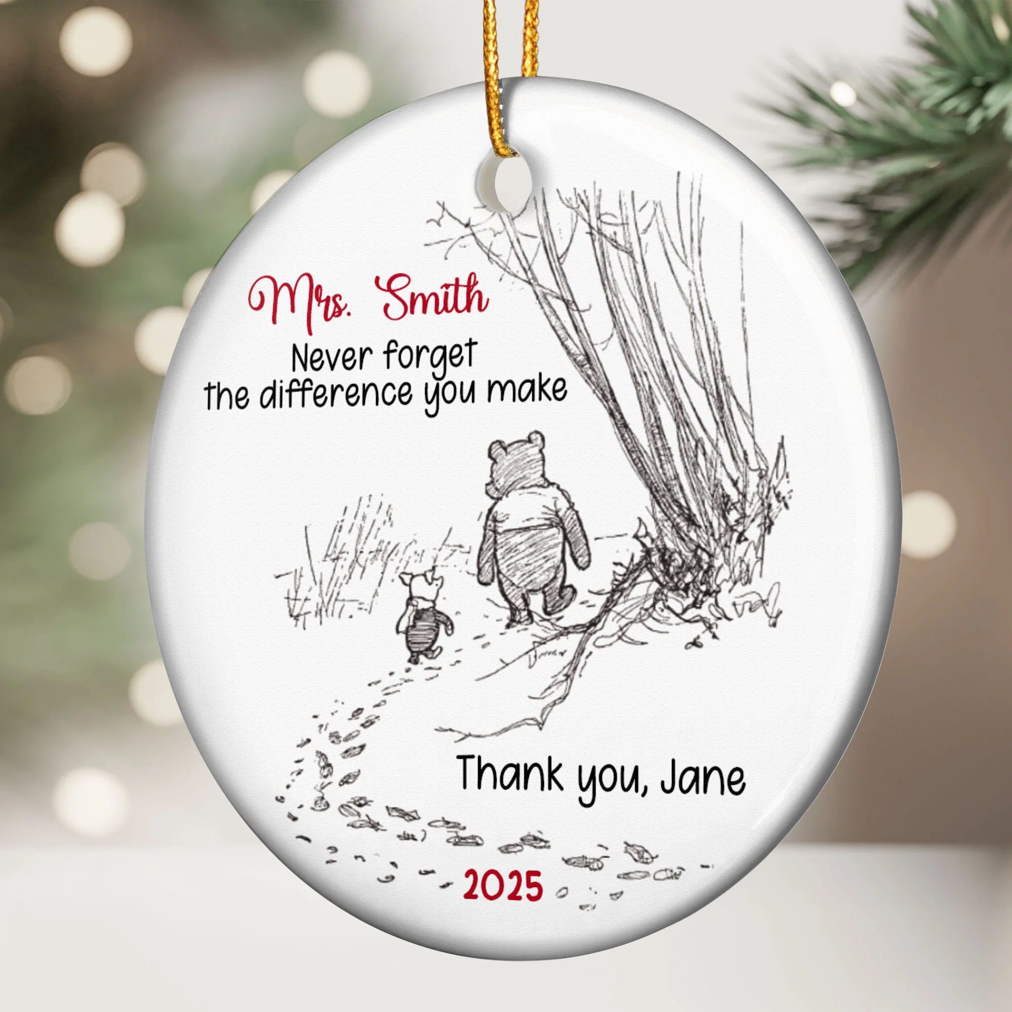 Never Forget The Difference You Make - Thank You Gift - Personalized Ceramic Ornament - Image 2