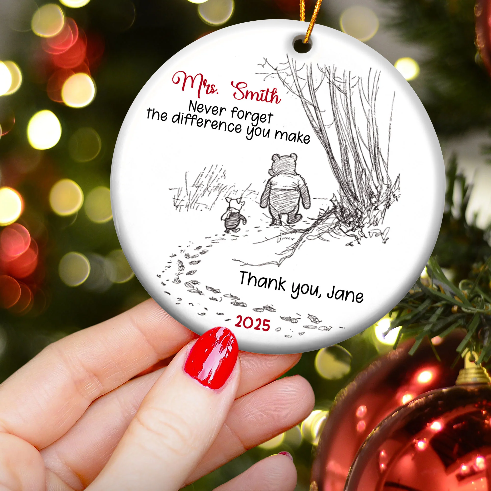 Never Forget The Difference You Make - Thank You Gift - Personalized Ceramic Ornament - Image 3