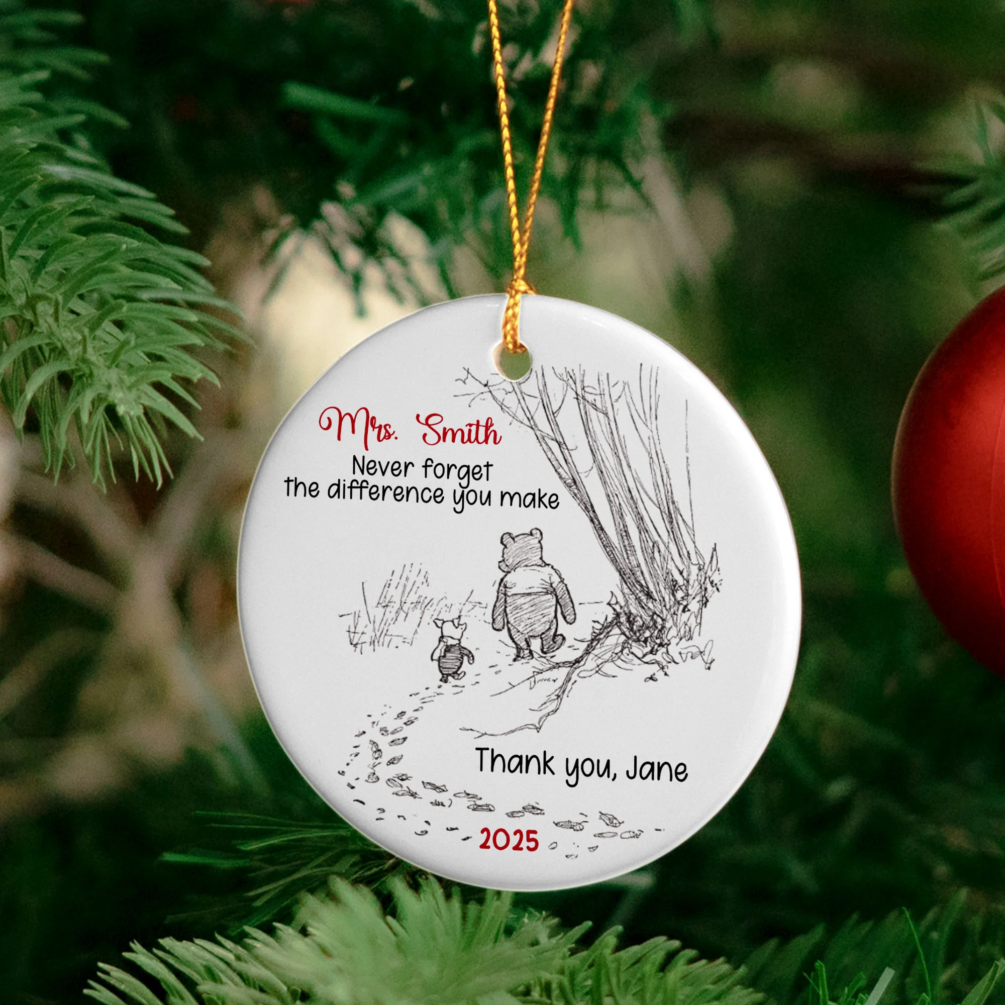 Never Forget The Difference You Make - Thank You Gift - Personalized Ceramic Ornament - Image 4
