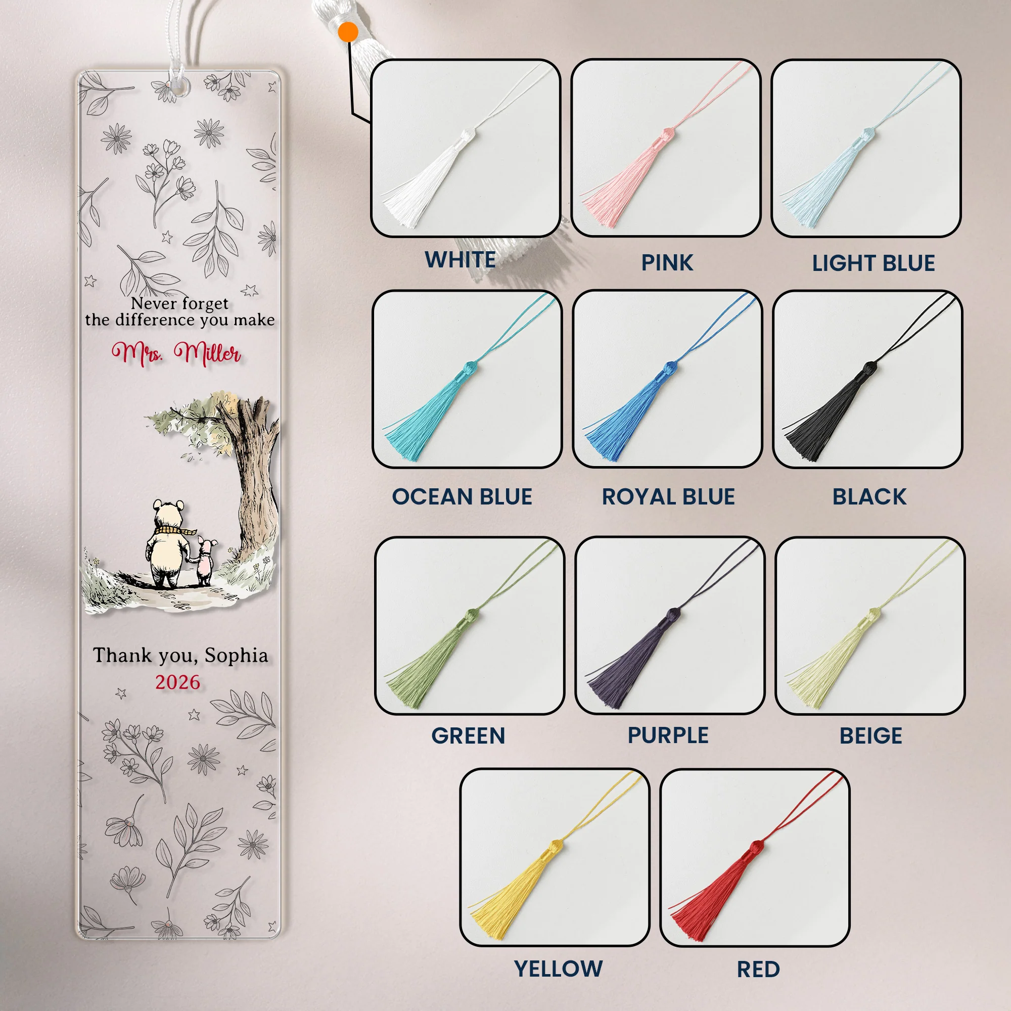 Never Forget The Difference You Make Thank You Gift Teacher Friends - Custom Bookmark - Image 4