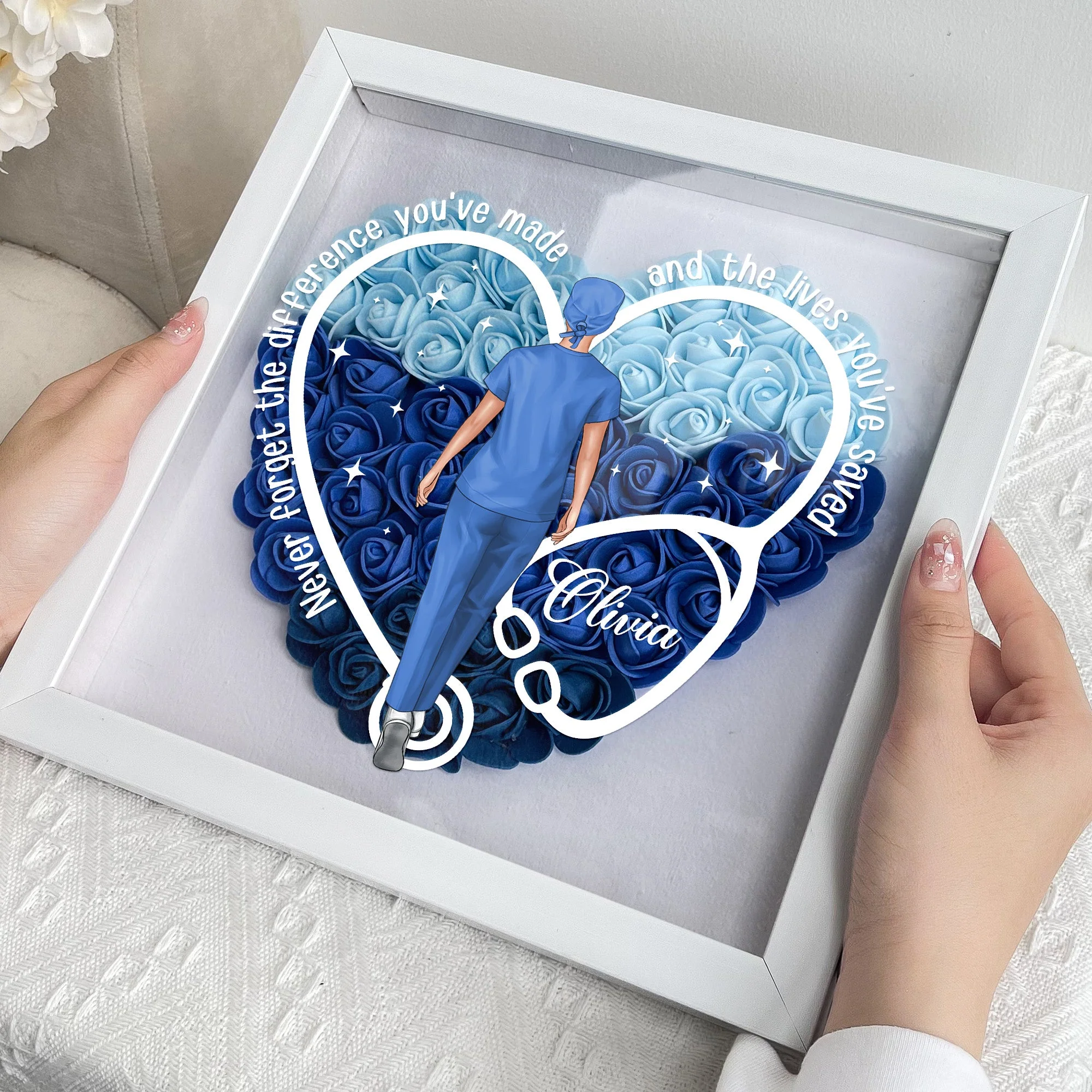 Never Forget The Difference You've Made - Personalized Flower Shadow Box - Image 3