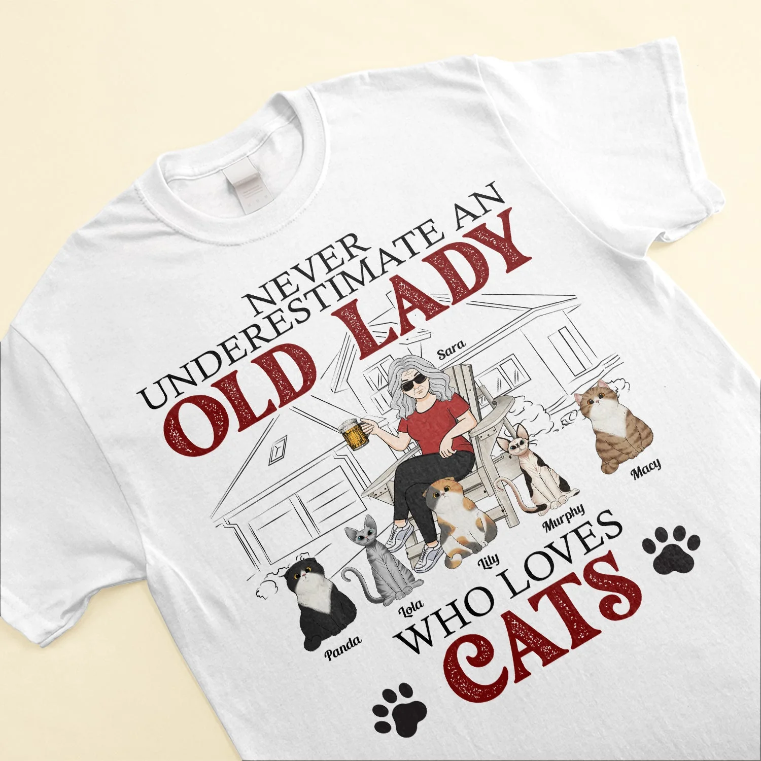 Never Underestimate An Old Lady Who Loves Cats - Personalized Shirt - Birthday, Mother's Day Gift For Cat Mom, Cat Mother, Cat Lover - Image 3