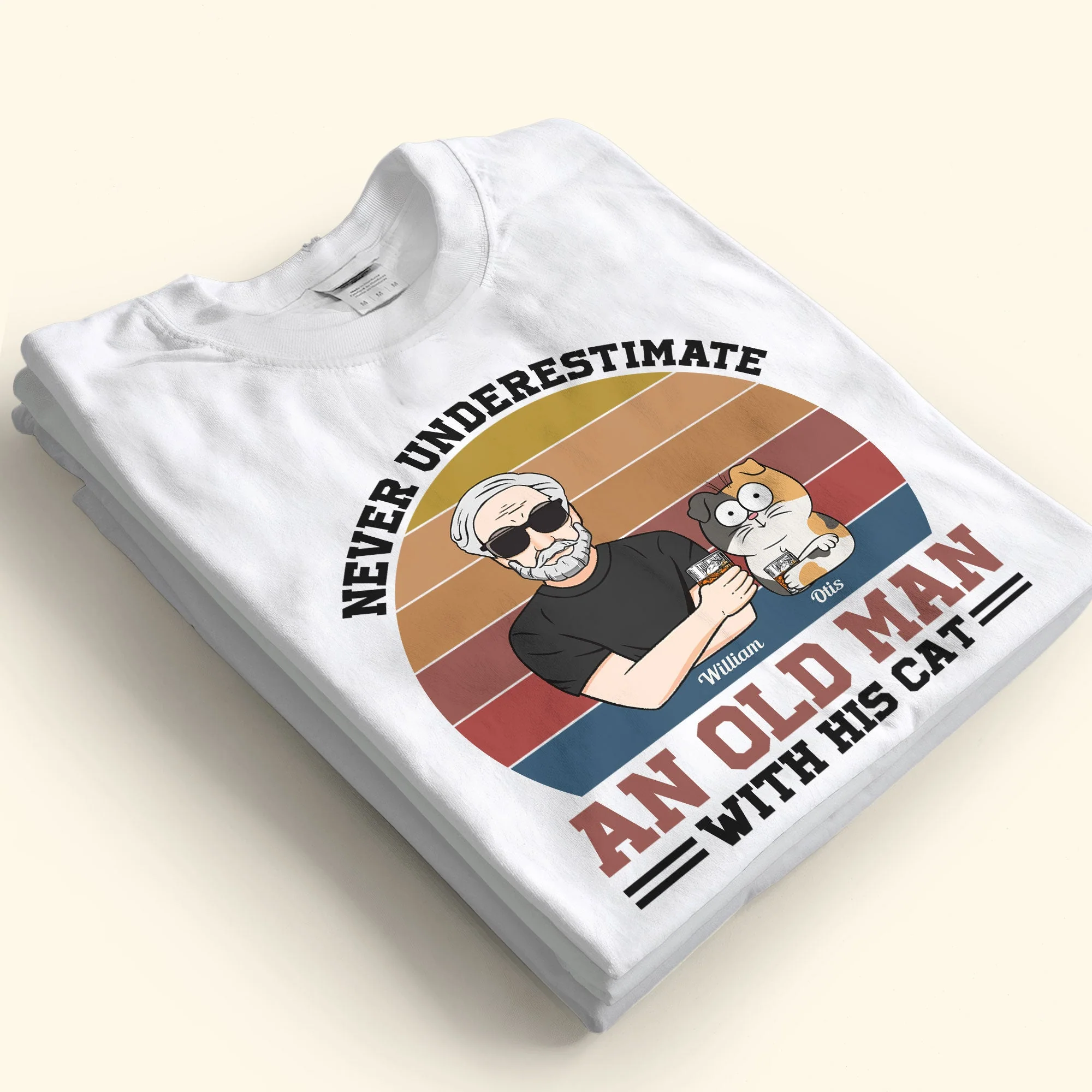 Never Underestimate An Old Man With His Cats - Personalized Shirt - Image 2