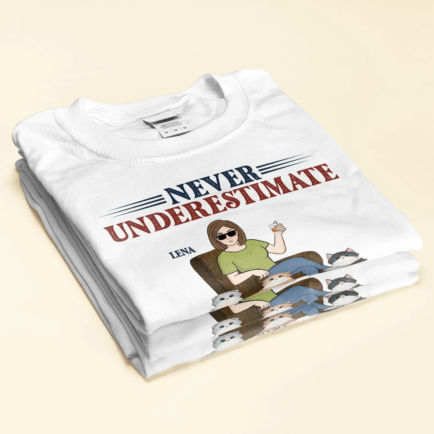 Never Underestimate An Old Woman With Her Cat - Personalized Apparel - Birthday Day Gift For Mom, Cat Mom, Mama - Image 2