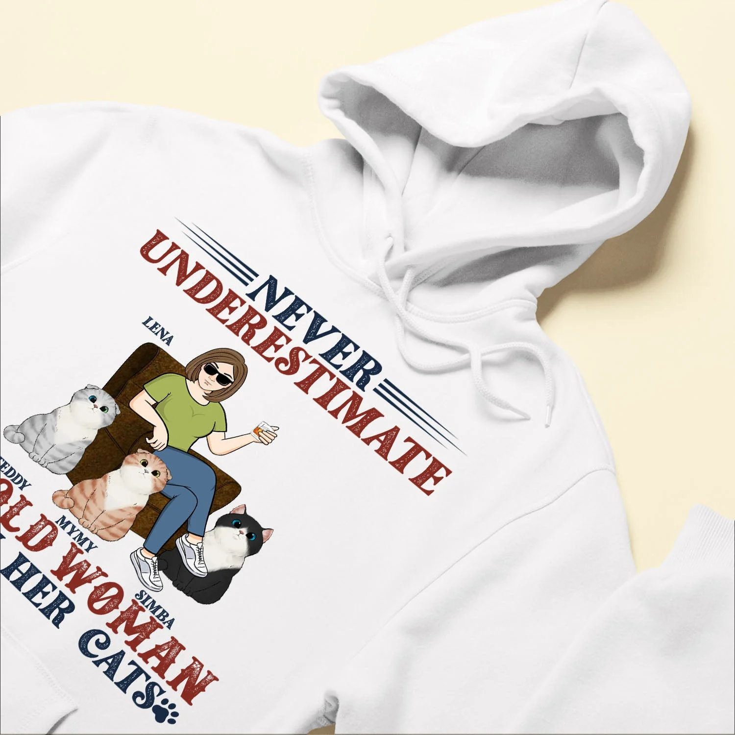 Never Underestimate An Old Woman With Her Cat - Personalized Apparel - Birthday Day Gift For Mom, Cat Mom, Mama - Image 6