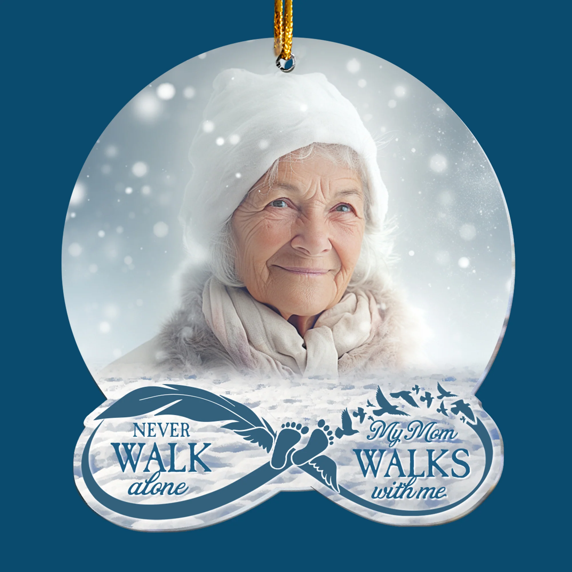 Never Walk Alone My Mom, Dad Walk With Me - Personalized Acrylic Photo Ornament - Image 6