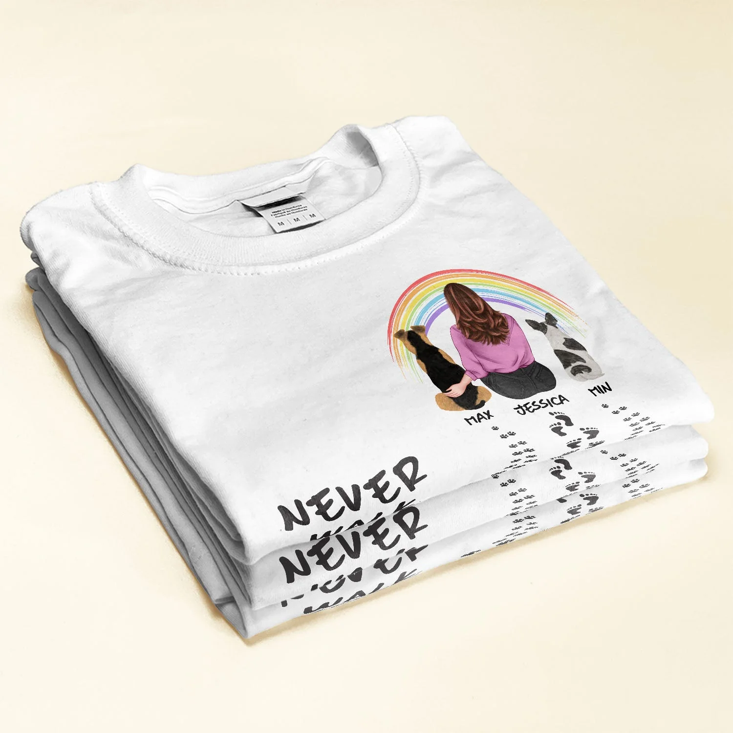 Never Walk Alone - Personalized Shirt - Gift For Dog Lovers - Girl Back & Dog Back - Image 2