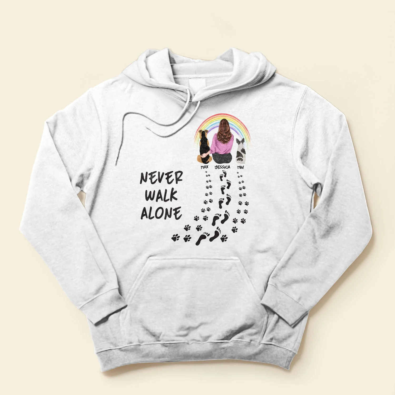 Never Walk Alone - Personalized Shirt - Gift For Dog Lovers - Girl Back & Dog Back - Image 4