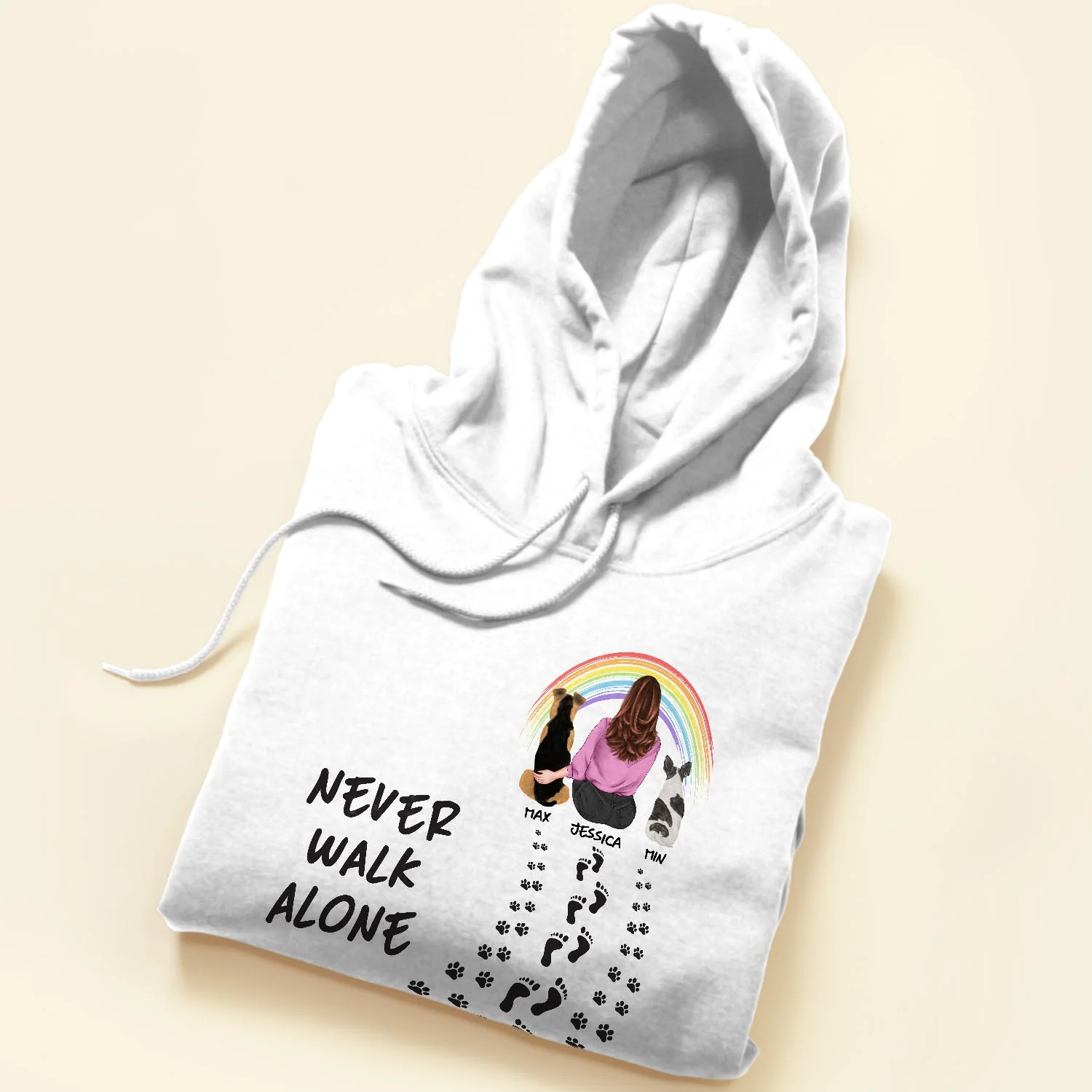 Never Walk Alone - Personalized Shirt - Gift For Dog Lovers - Girl Back & Dog Back - Image 5