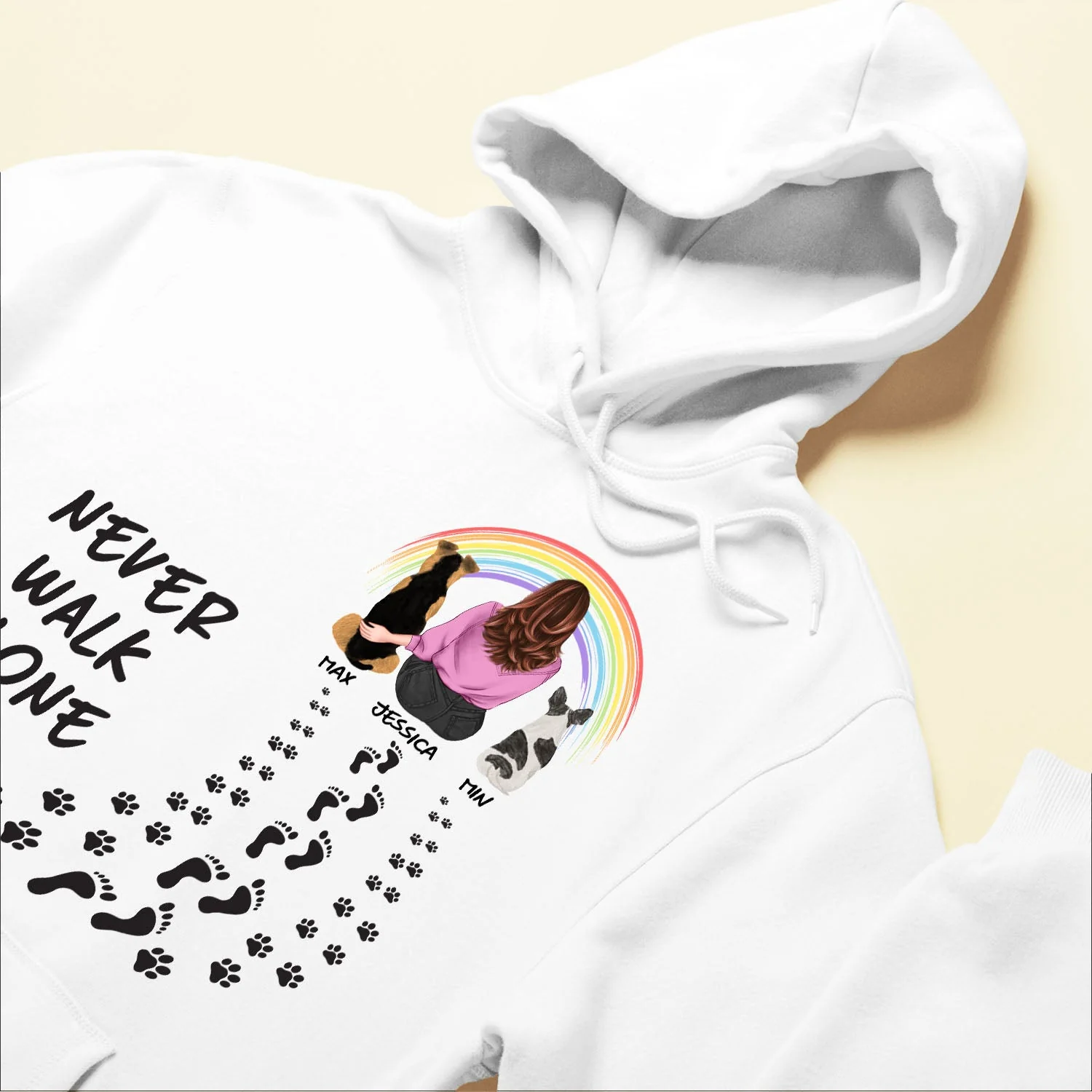 Never Walk Alone - Personalized Shirt - Gift For Dog Lovers - Girl Back & Dog Back - Image 6