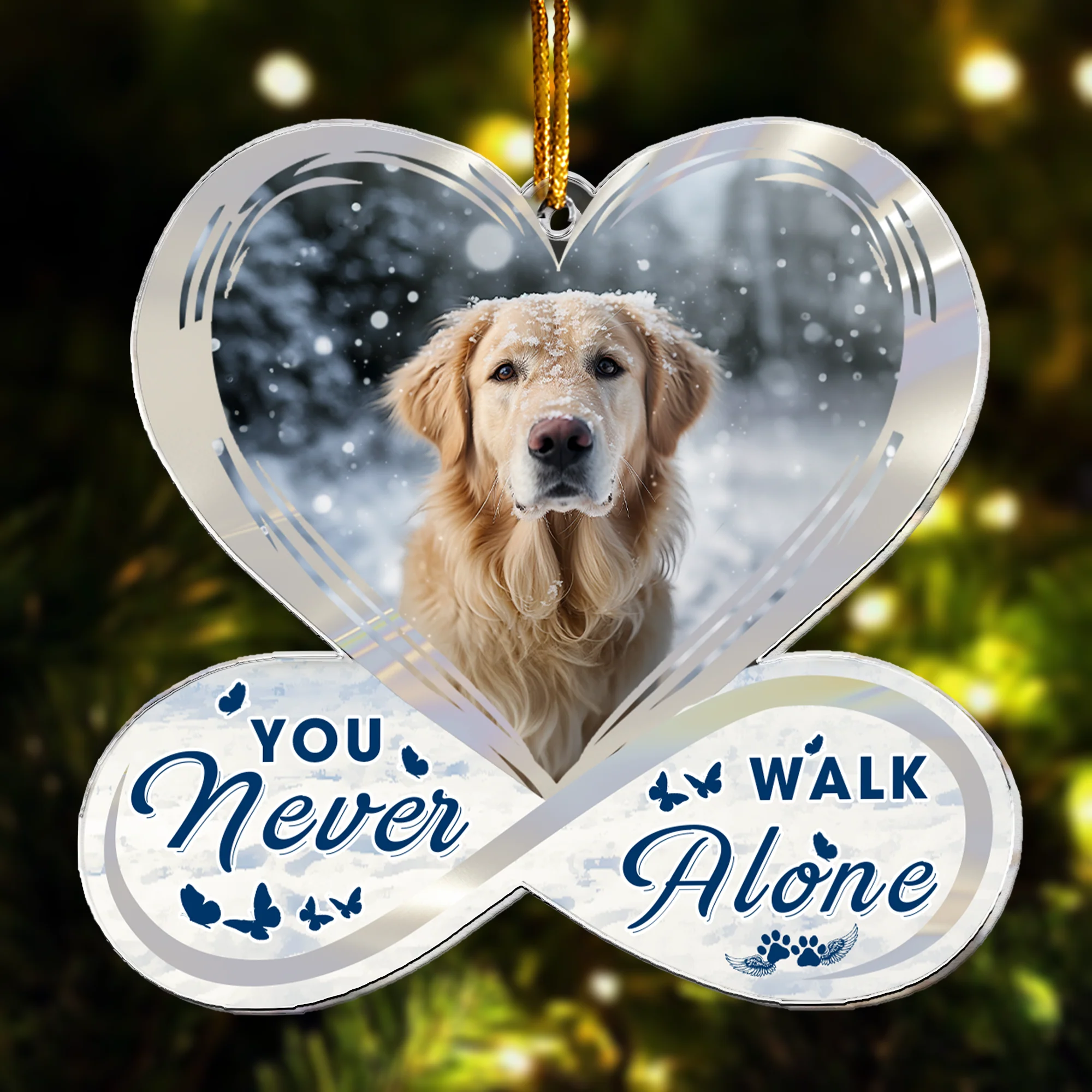 Never Walk Alone Pet Memorial - Personalized Acrylic Photo Ornament - Image 4