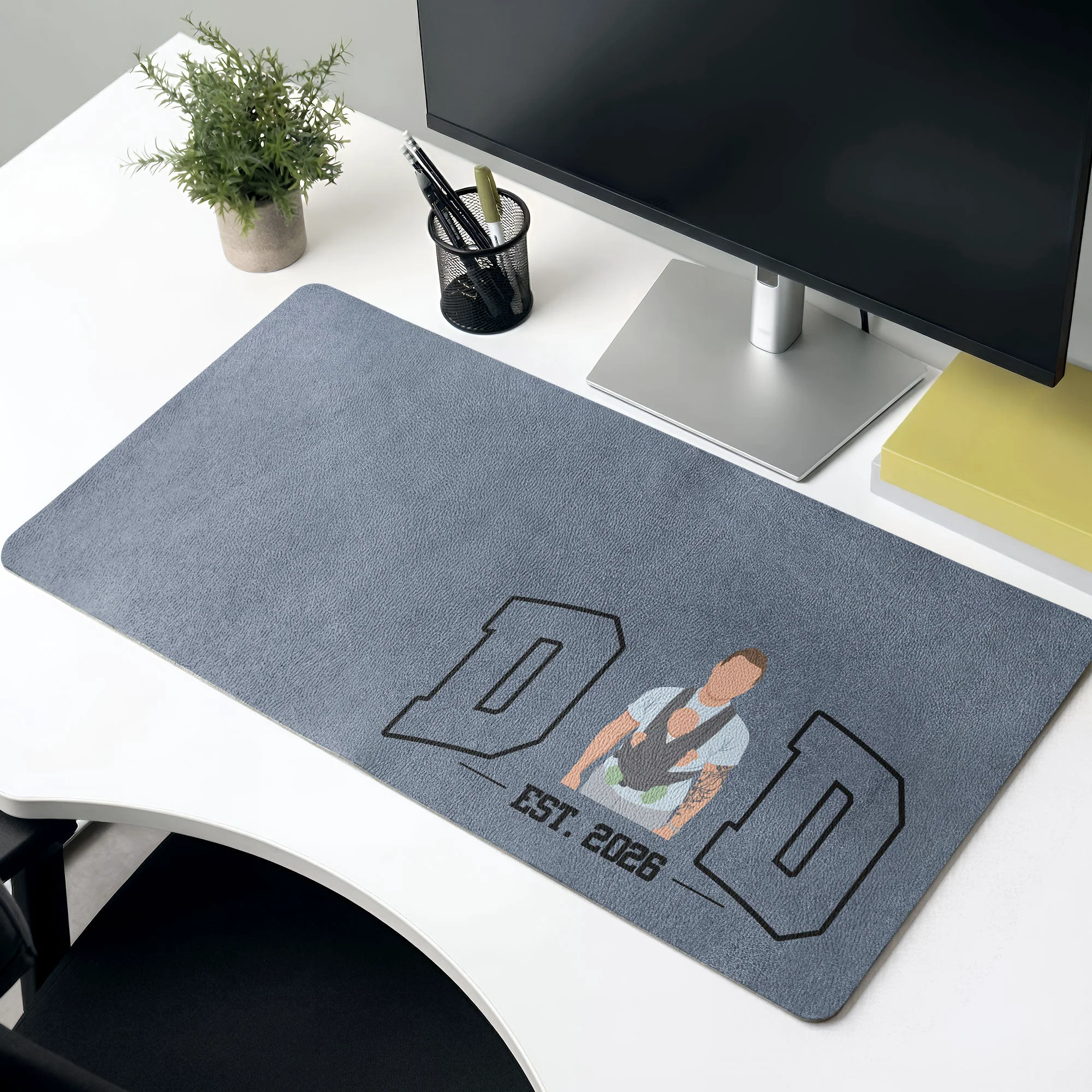 New Dad, Mom - Custom Faceless Photo Illustration Art - Personalized Desk Mat