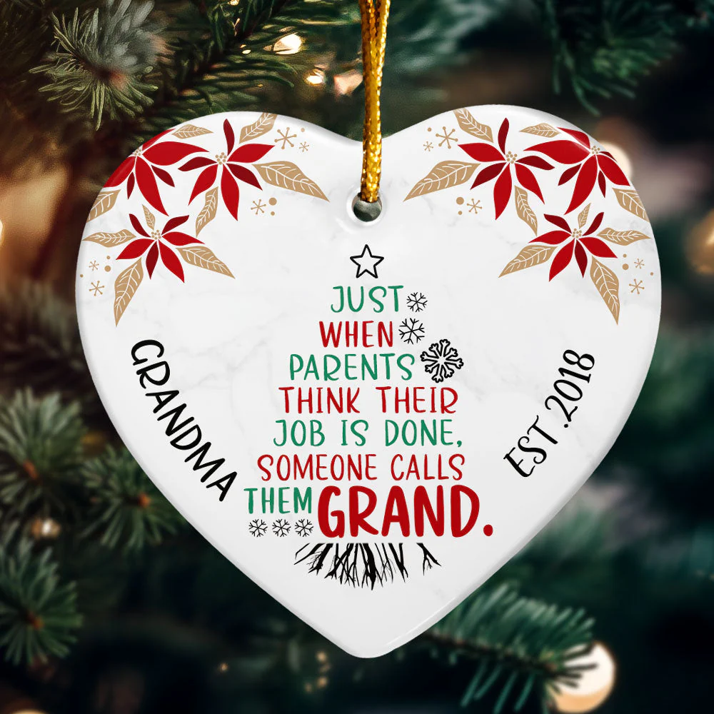 New Grandparents - Personalized Heart Shaped Ceramic Ornament - Image 3
