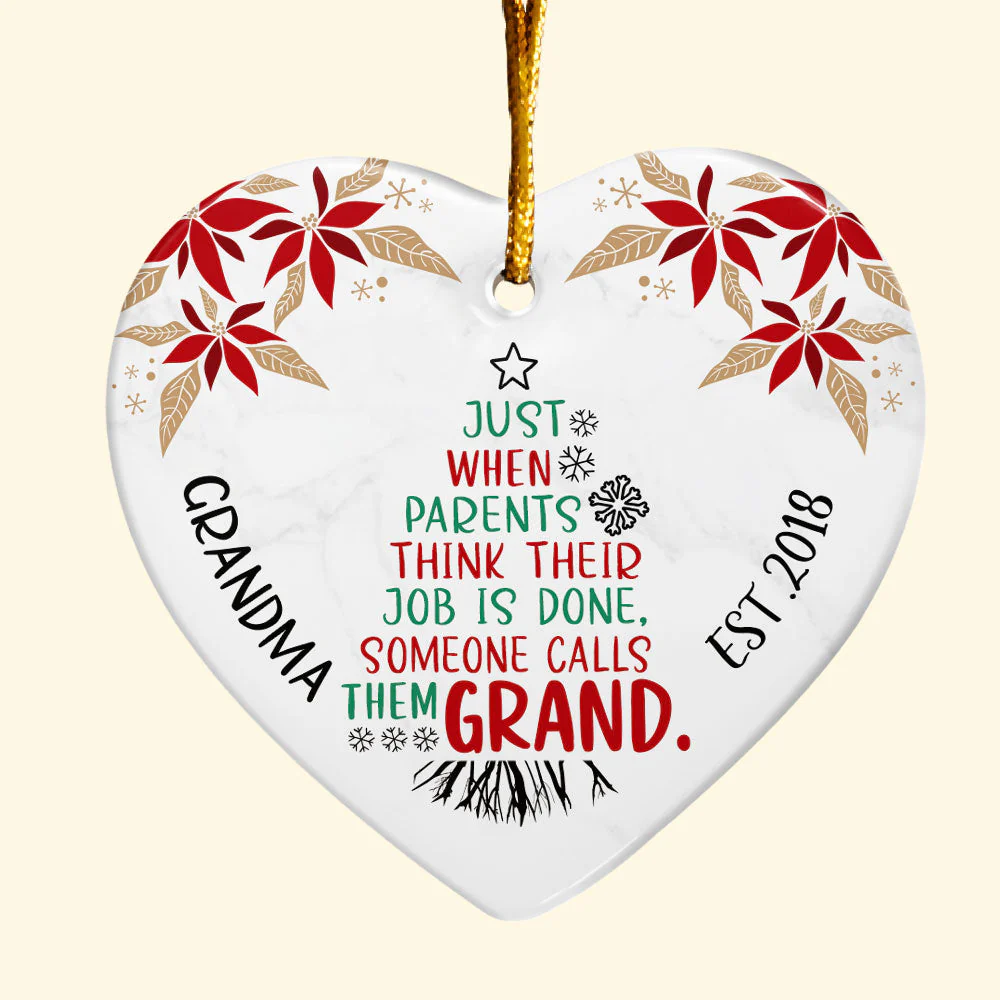 New Grandparents - Personalized Heart Shaped Ceramic Ornament - Image 4