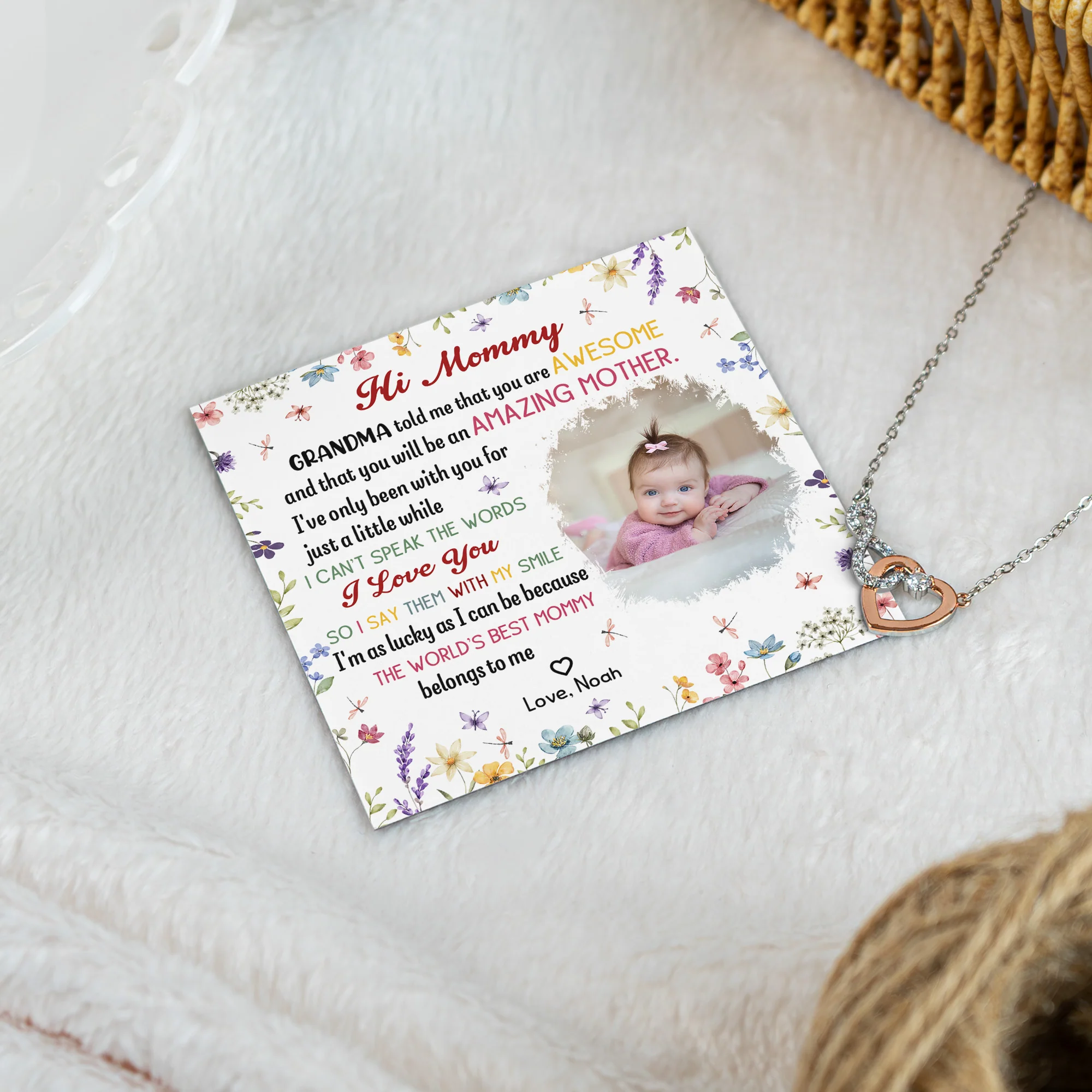 New Mom First Mom The Best Mommy Belongs To - Personalized Photo Infinity Heart Necklace - Image 2