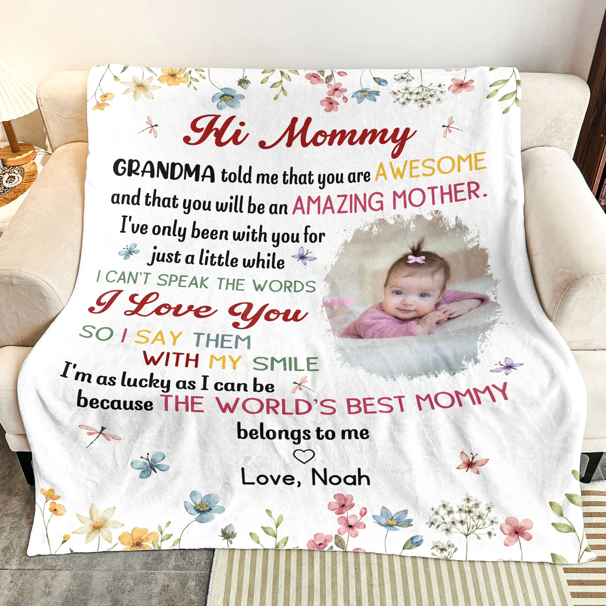 New Mom Mother's Day Gift The Best Mommy Belongs To Me - Personalized Photo Blanket - Image 4