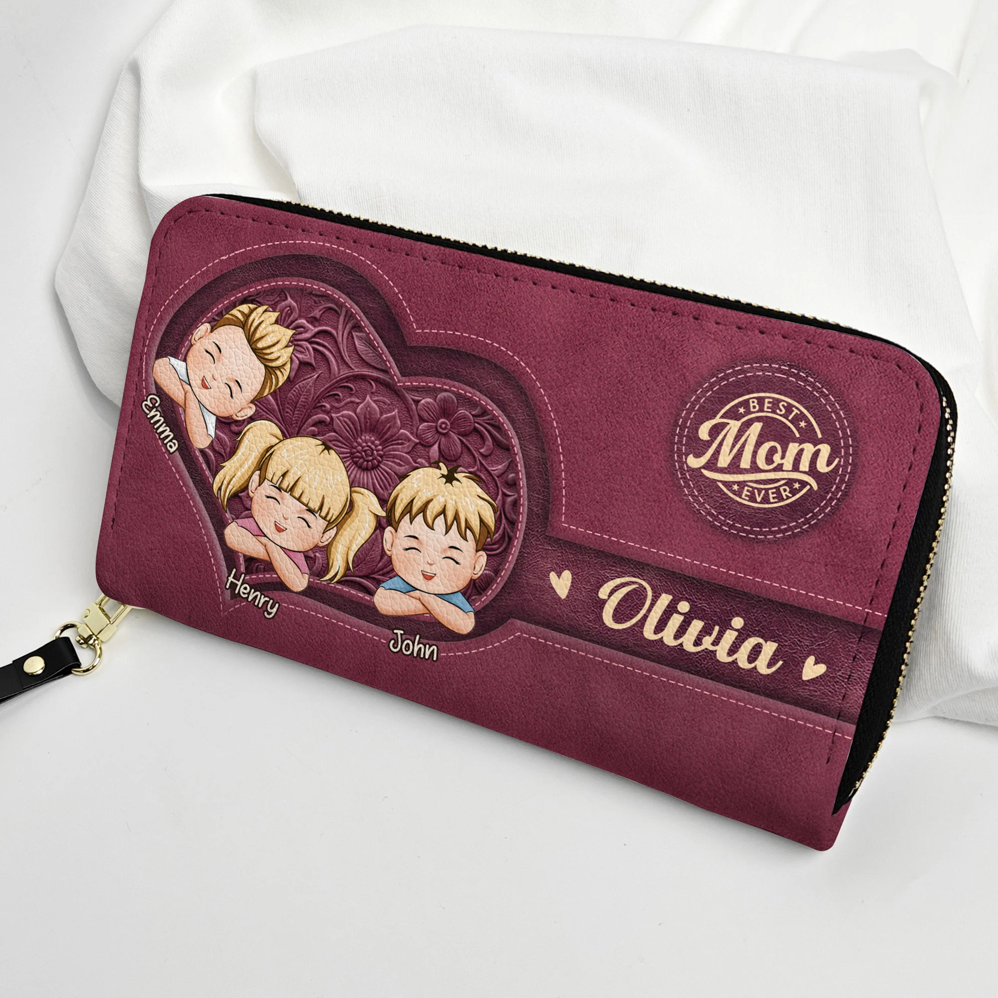 New Version Best Mom Ever - Personalized Leather Long Wallet - Image 4