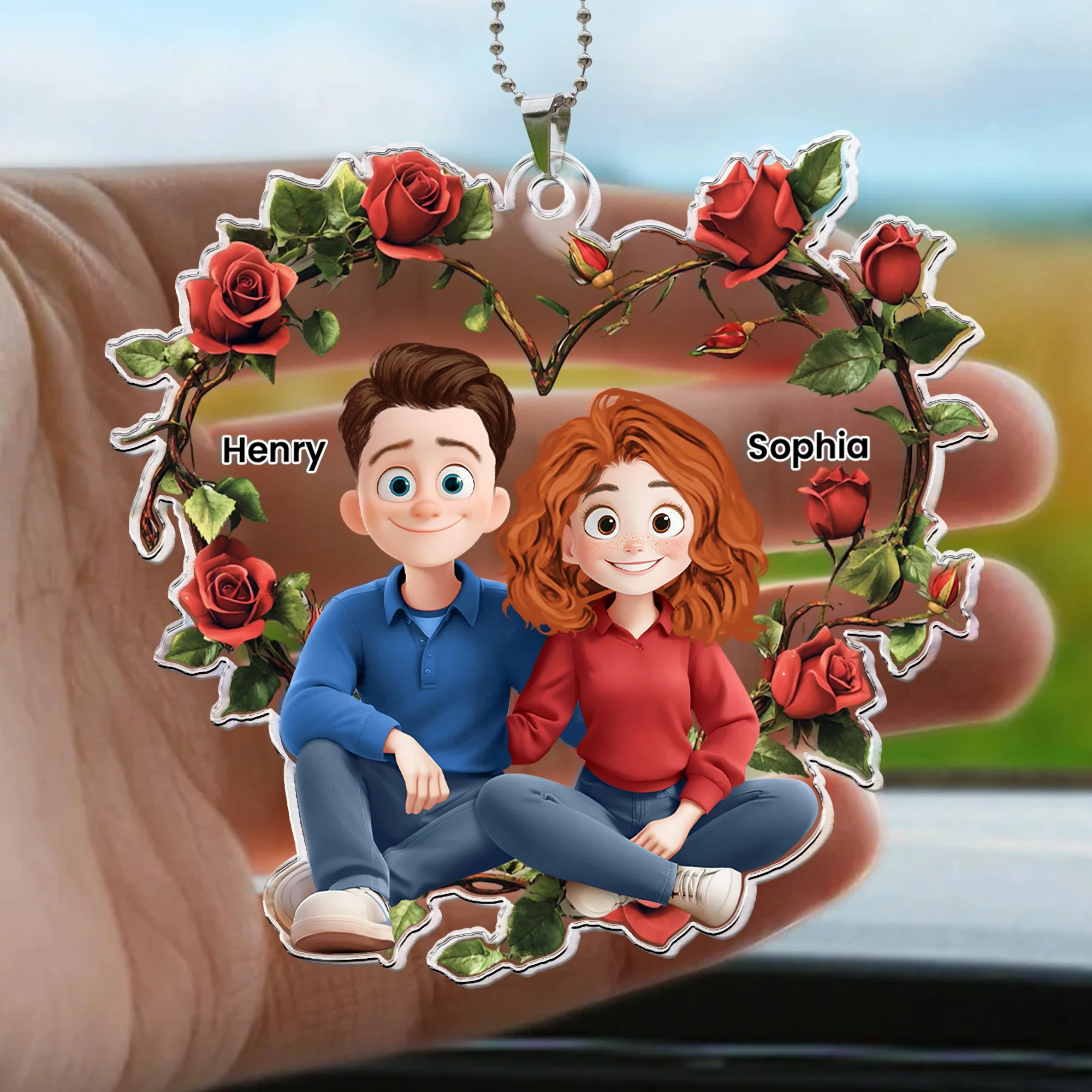New Version Cartoon Couple - Personalized Rear View Mirror Accessory - Image 3