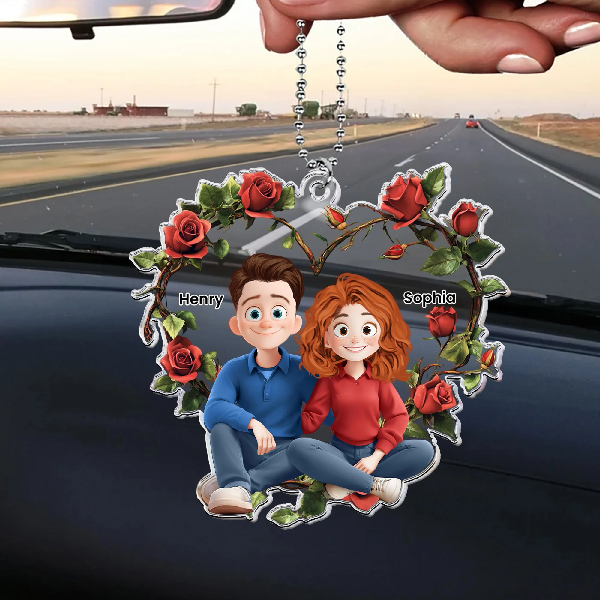 New Version Cartoon Couple - Personalized Rear View Mirror Accessory - Image 4