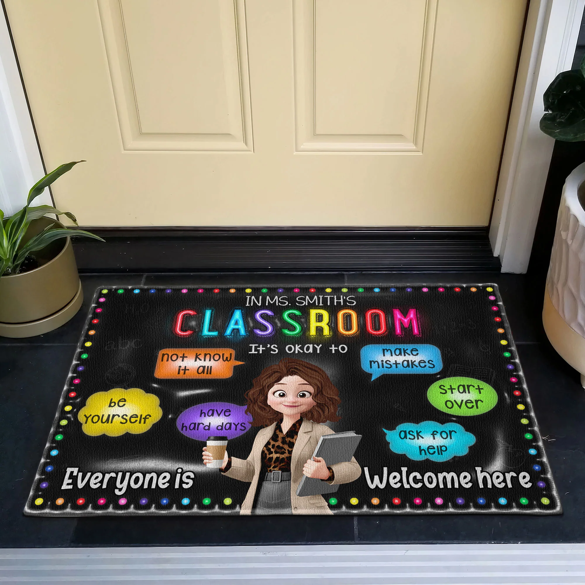 New Version Classroom Doormat Everyone Is Welcome Here - Personalized Doormat - Image 2
