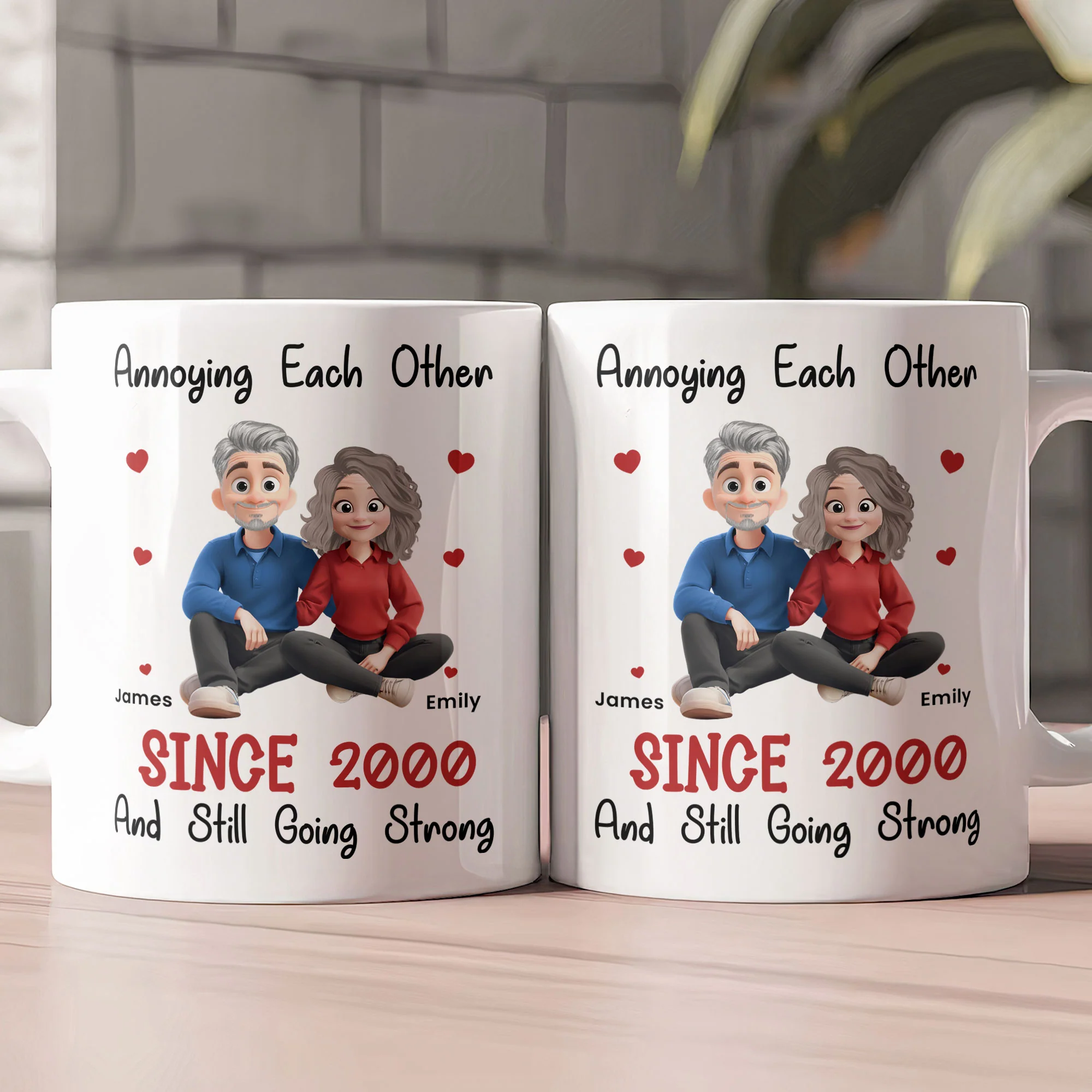 New Version Couple Cartoon Style Annoying Each Other Since - Personalized Mug - Image 2