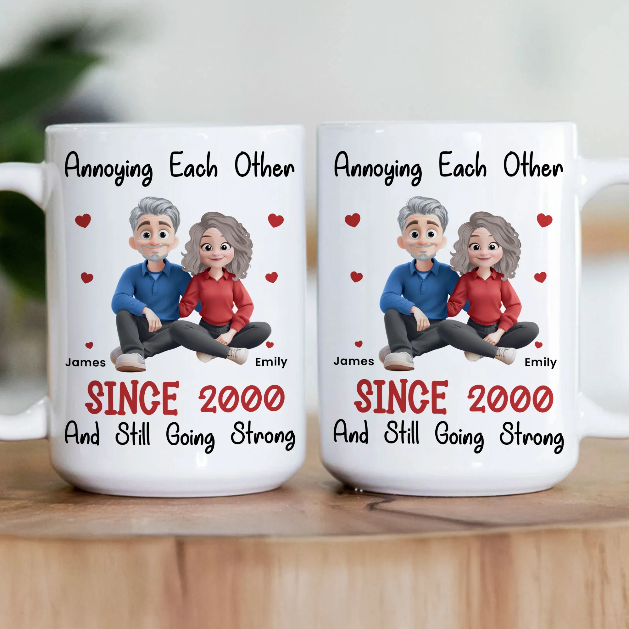 New Version Couple Cartoon Style Annoying Each Other Since - Personalized Mug - Image 3