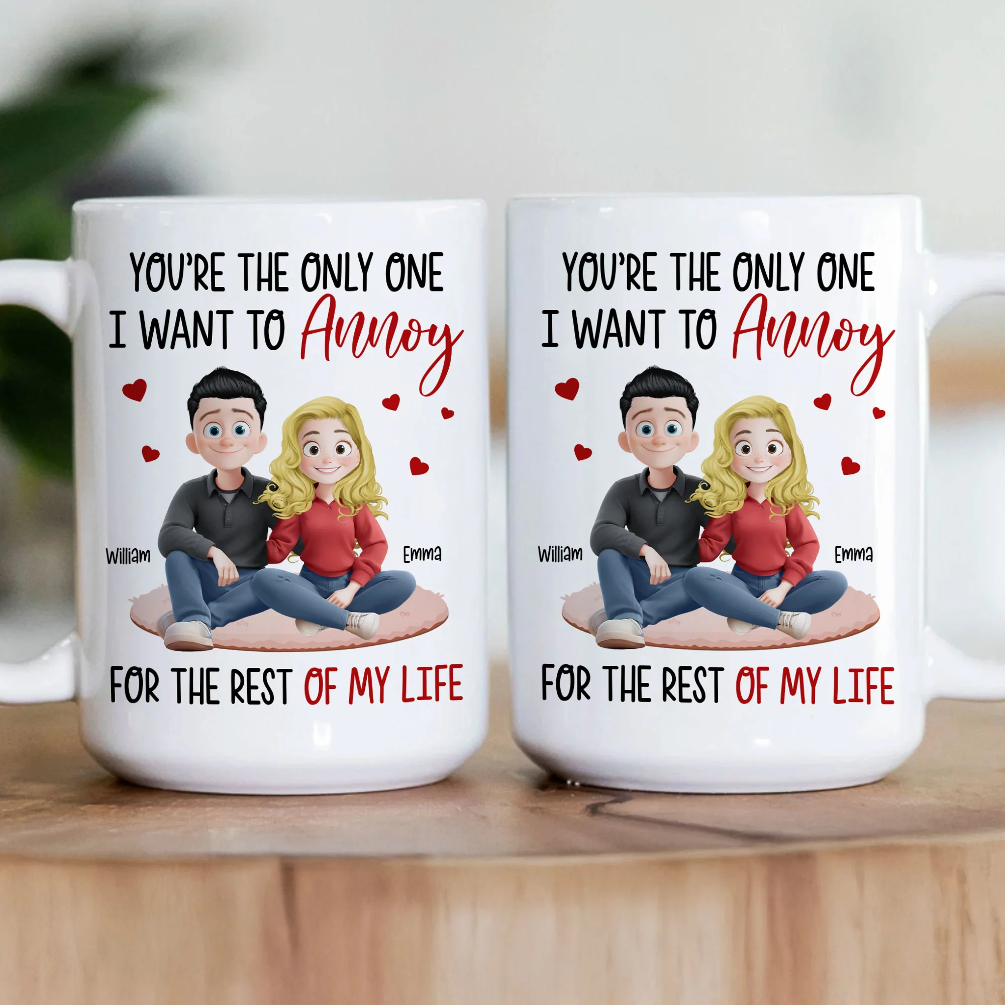 New Version Couple Cartoon Style You're The Only One I Want To Annoy - Personalized Mug - Image 2