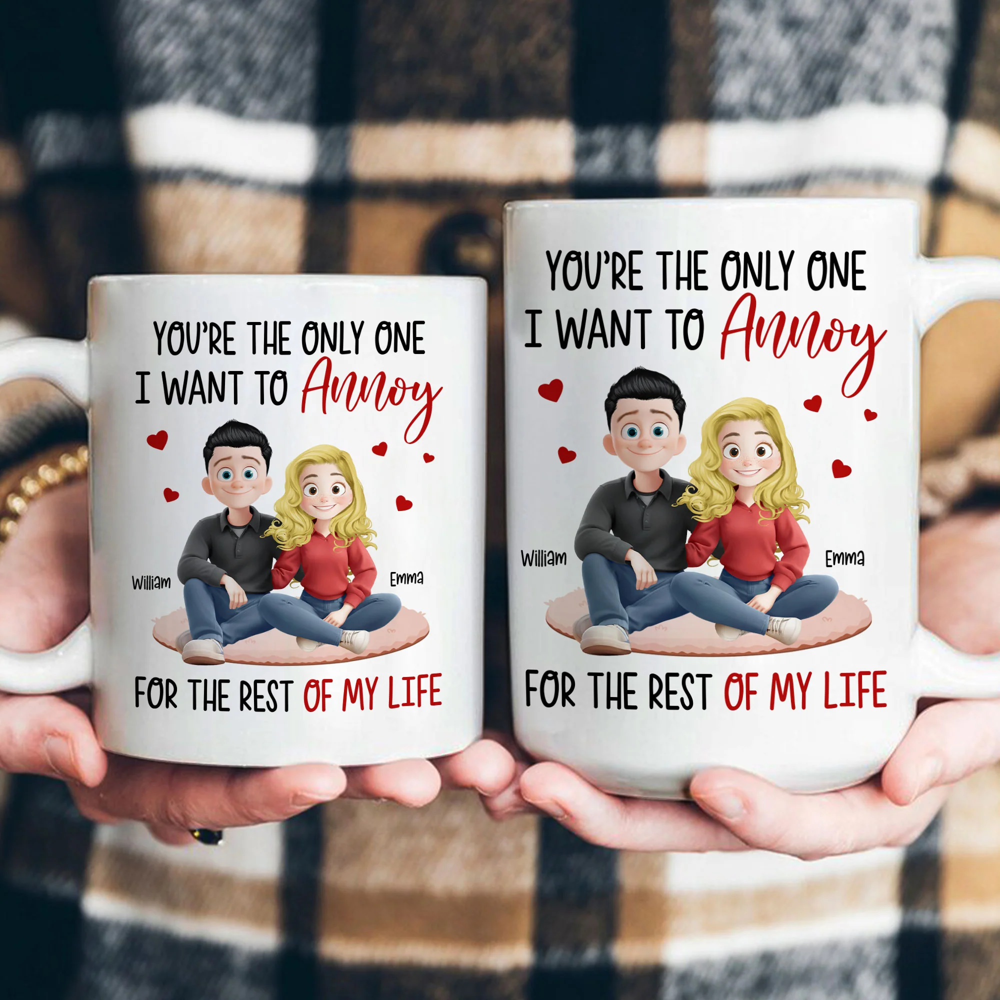 New Version Couple Cartoon Style You're The Only One I Want To Annoy - Personalized Mug - Image 3
