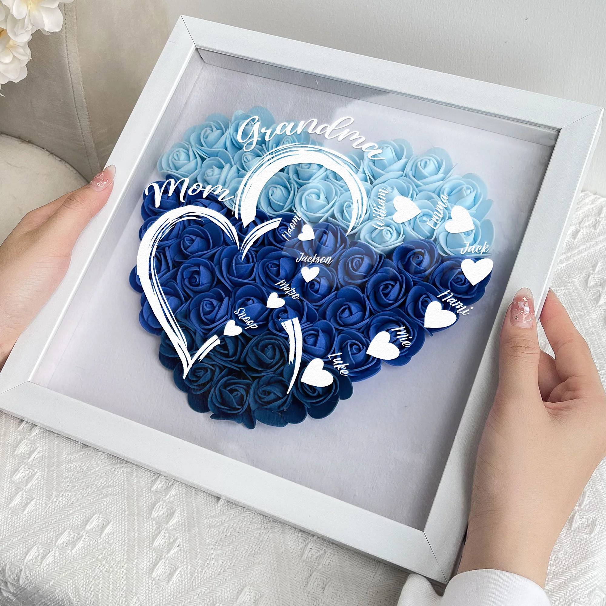 New Version First Mom Now Grandma - Personalized Flower Shadow Box - Image 2